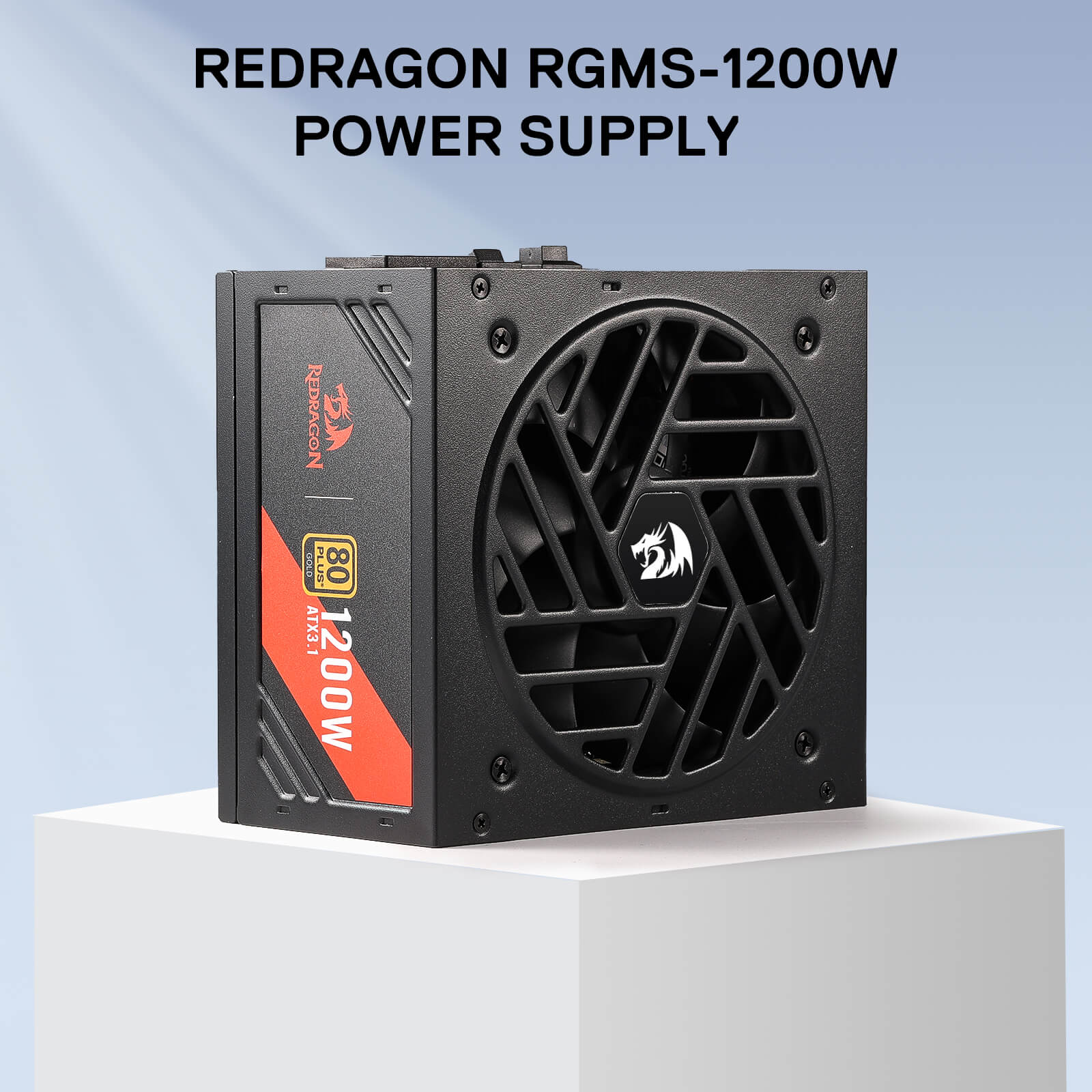Redragon RGMS-1200W PRO 80+ Gold 1200 Watt Power Supply w/Upgraded ATX 3.1 & PCIe 5.1 Fully Modular, Compact 150mm Size, Smart ECO Low Noise Fan, 100% Japanese Capacitors, Full Mod Cables
