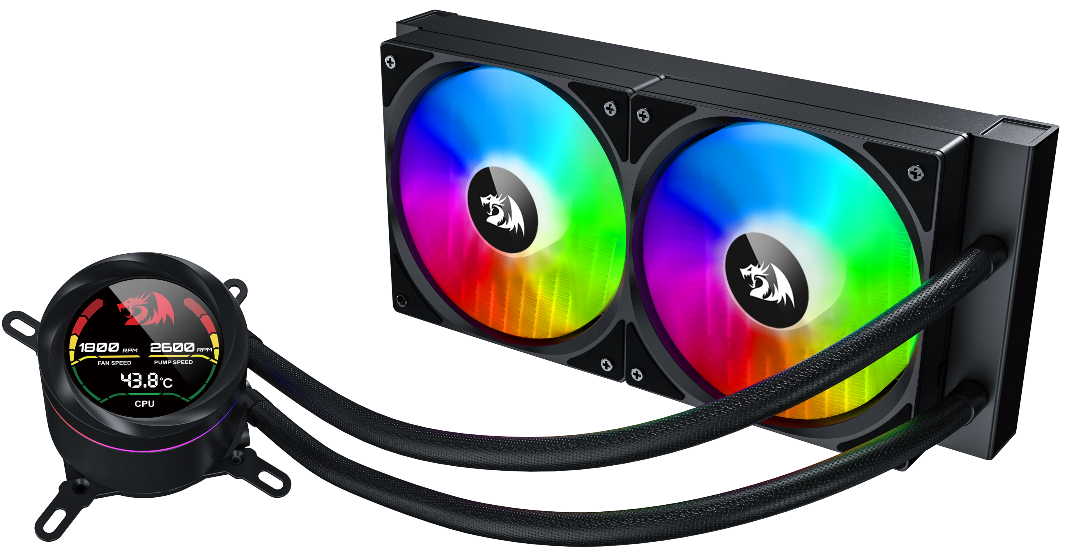 REDRAGON CCW-1019 Pendingin Cair CPU 240 dengan Layar Suhu 2x Kipas RGB 12cm