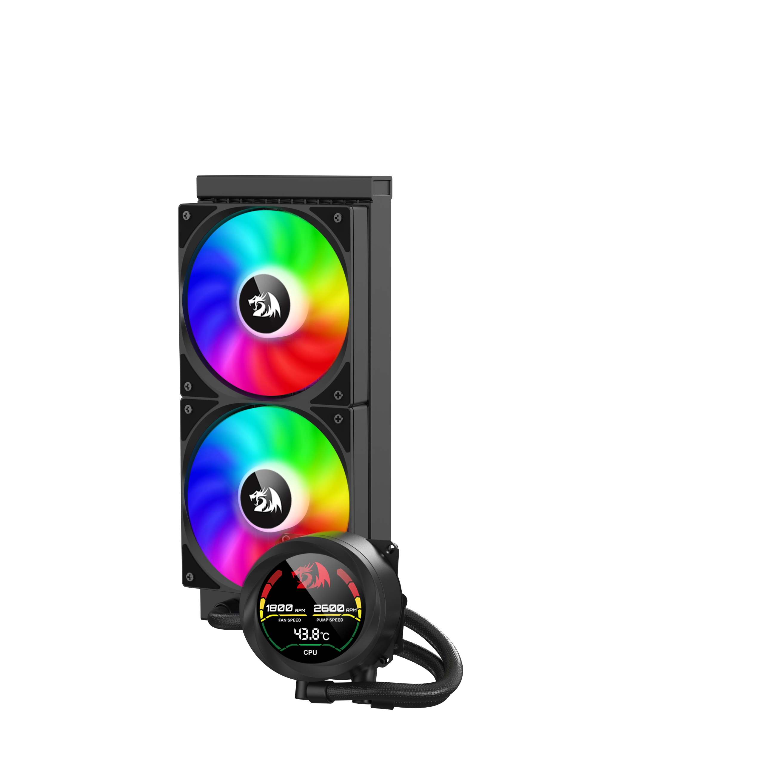 REDRAGON CCW-1019 Pendingin Cair CPU 240 dengan Layar Suhu 2x Kipas RGB 12cm