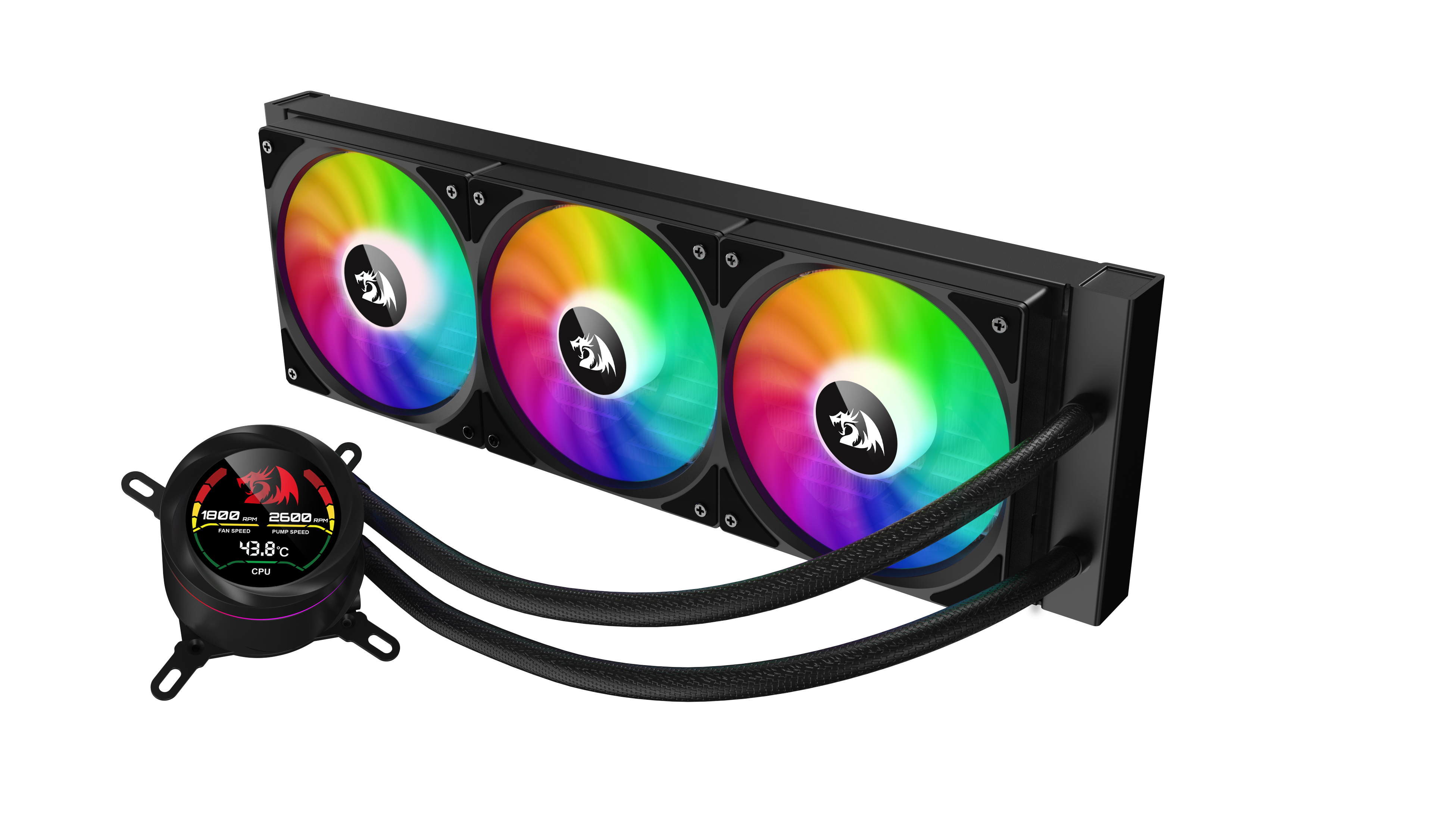 REDRAGON CCW-1017 Pendingin Cair CPU 360 Dengan Layar Suhu 3x Kipas RGB 12cm