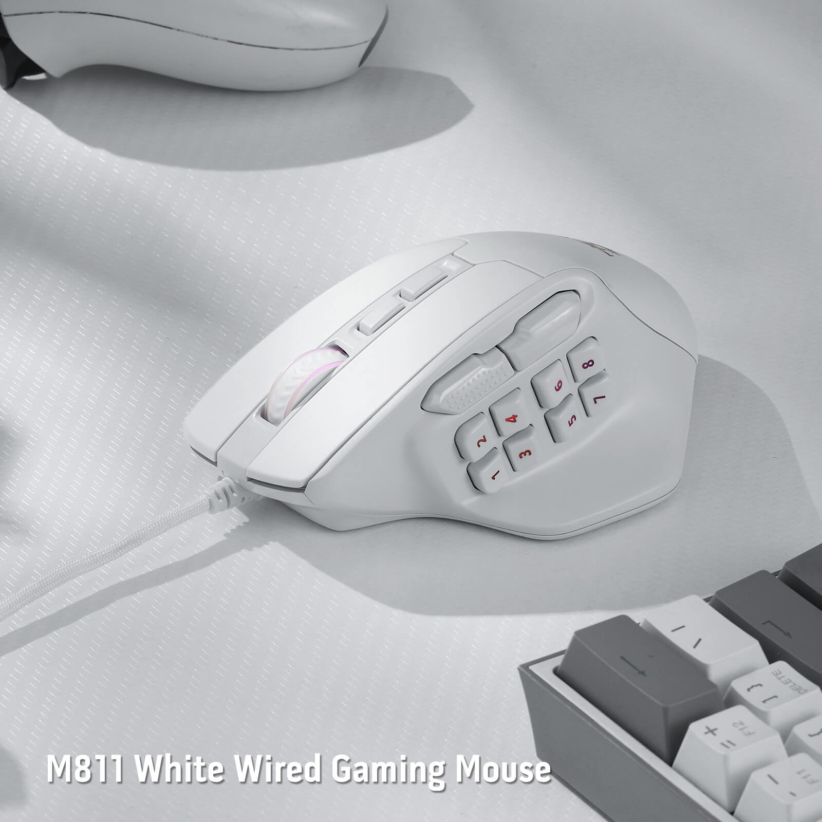 Redragon M811 Aatrox MMO Gaming Mouse, 15 Programmable Buttons Wired RGB Gamer Mouse w/ Ergonomic Natural Grip Build, 10 Side Macro Keys, Software Supports DIY Keybinds & Backlit
