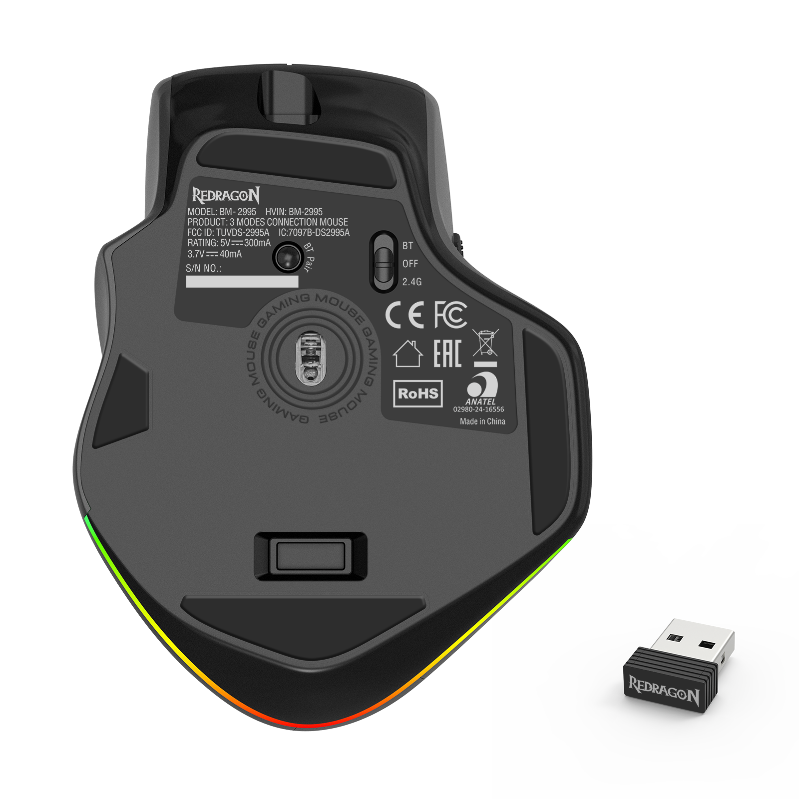 Redragon BM-2995 Mouse Membrane Koneksi 3 Mode