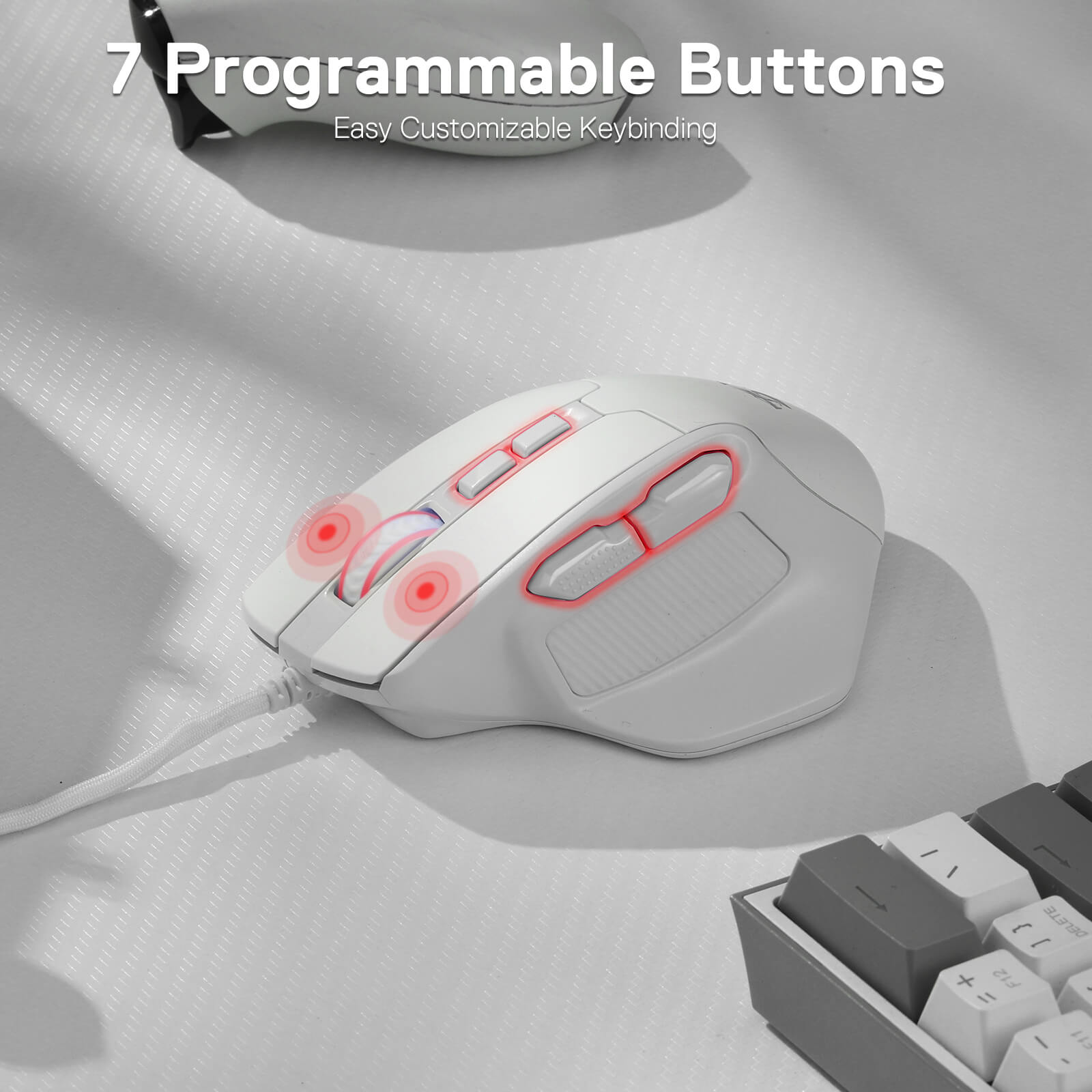 Redragon M806 Bullseye Gaming Mouse, 7 Programmable Buttons Wired RGB Gamer Mouse w/Ergonomic Natural Grip Build, Software Supports DIY Keybinds & Backlit