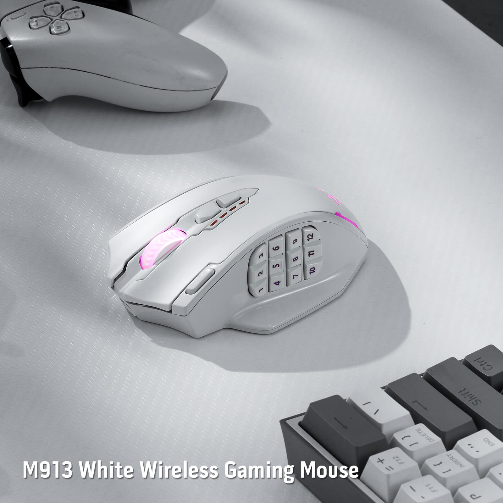 Redragon M913 Impact Elite Wireless Gaming Mouse, 16000 DPI Mouse Gaming RGB Kabel/Nirkabel dengan 16 Tombol yang Dapat Diprogram