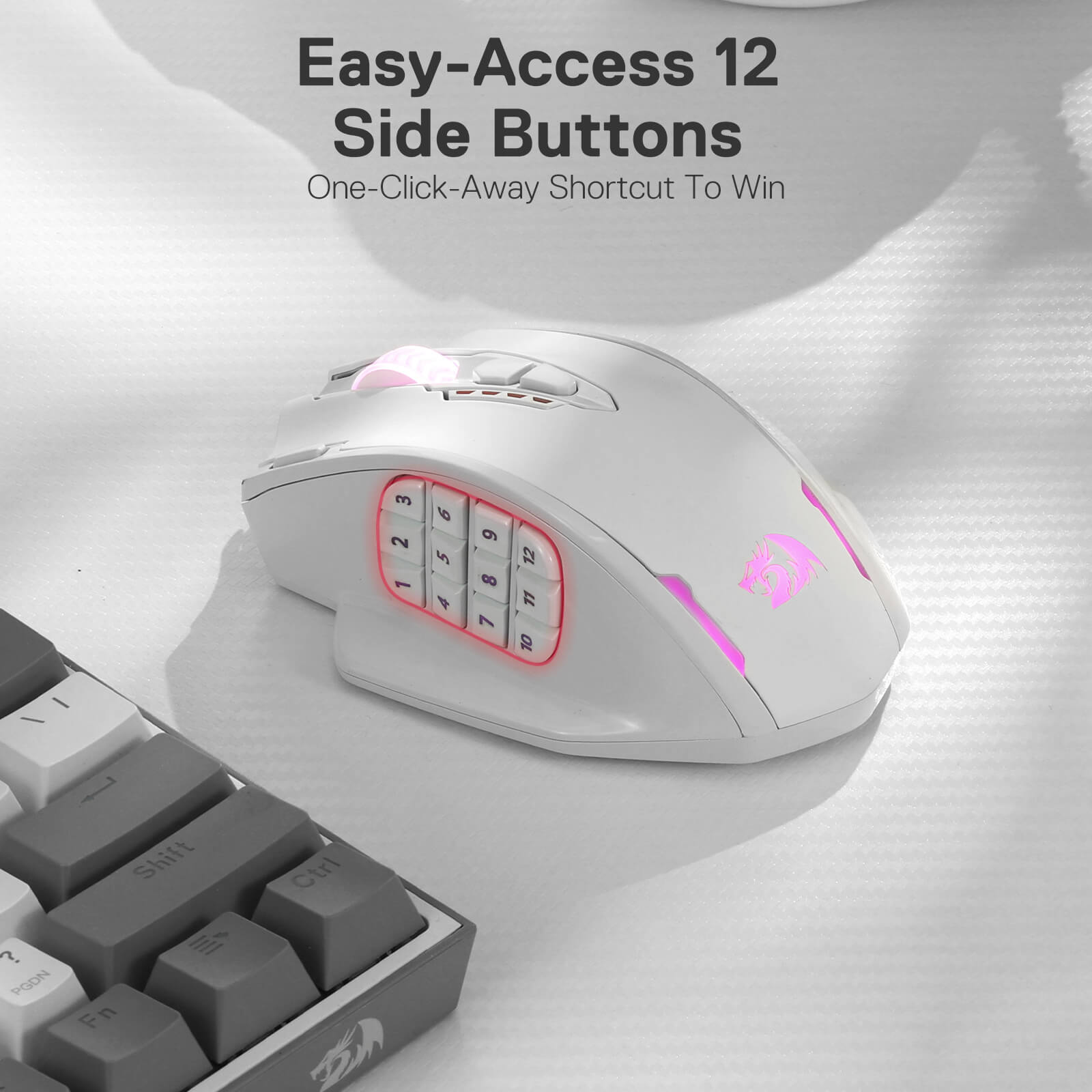 Redragon M913 Impact Elite Wireless Gaming Mouse, 16000 DPI Mouse Gaming RGB Kabel/Nirkabel dengan 16 Tombol yang Dapat Diprogram