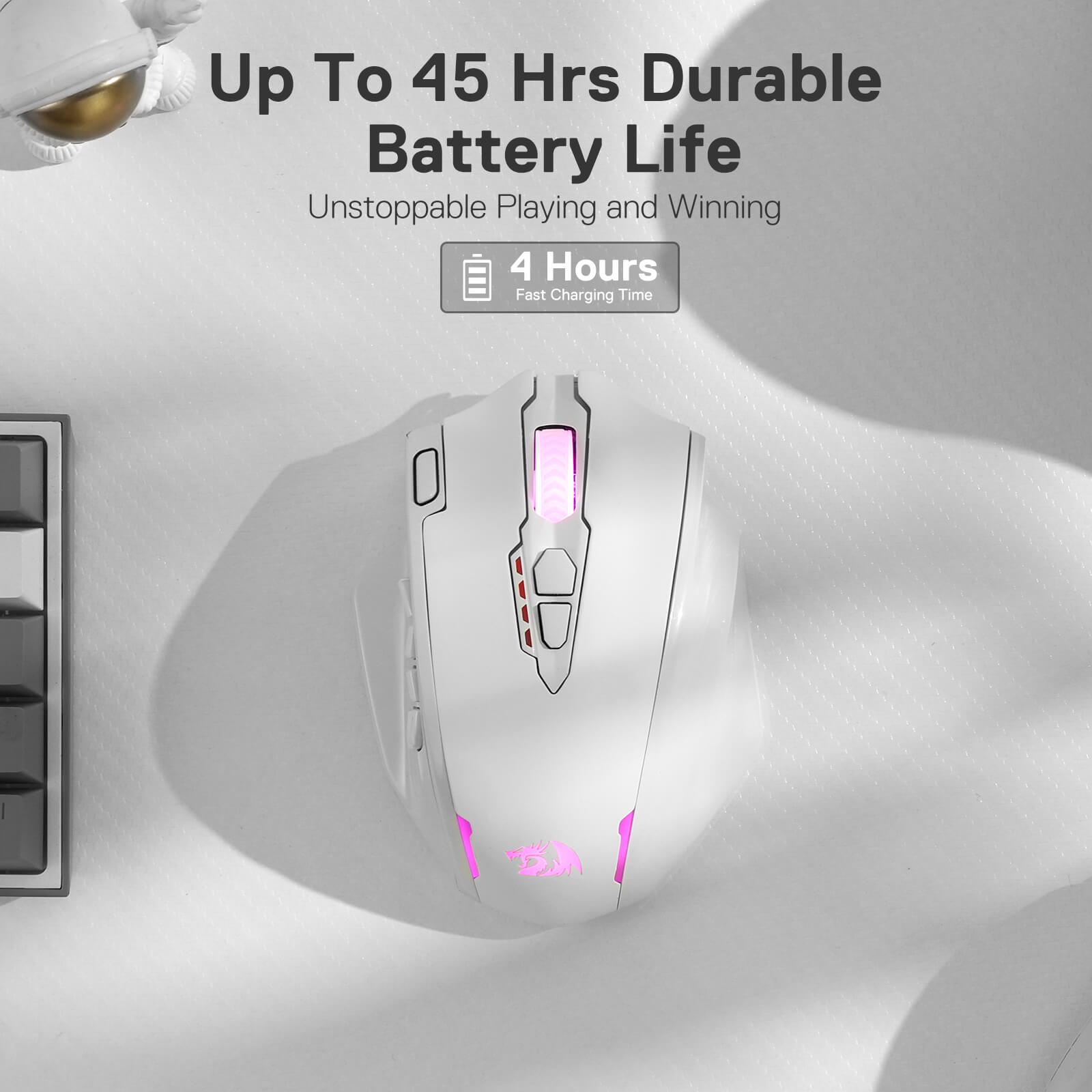 Redragon M913 Impact Elite Wireless Gaming Mouse, 16000 DPI Mouse Gaming RGB Kabel/Nirkabel dengan 16 Tombol yang Dapat Diprogram