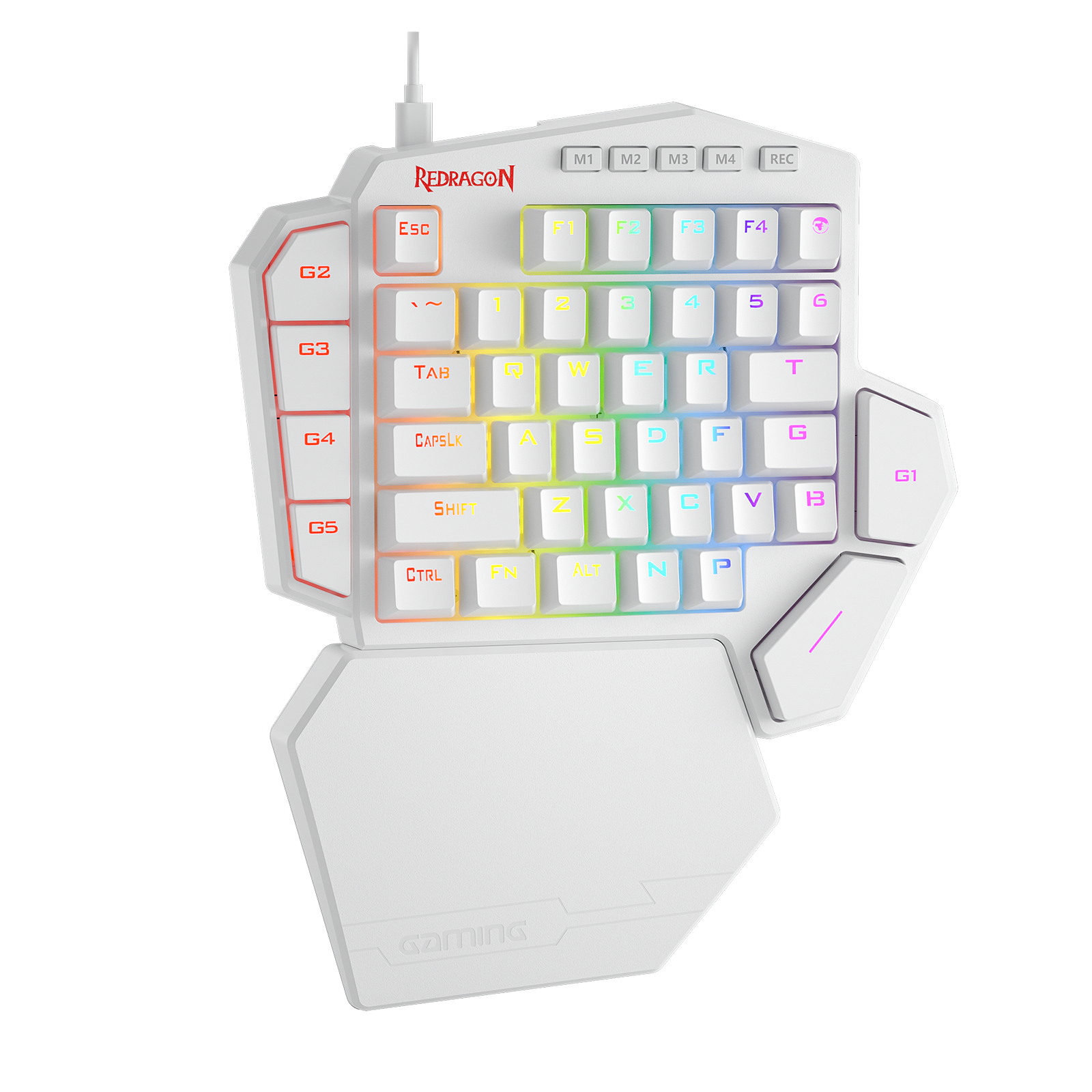 Redragon K585 DITI Papan Ketik Gaming Mekanik RGB Satu Tangan, Tombol Biru, Papan Tombol Gaming Profesional dengan 7 Tombol Makro Onboard, Sandaran Pergelangan Tangan yang Dapat Dilepas, 42 Tombol