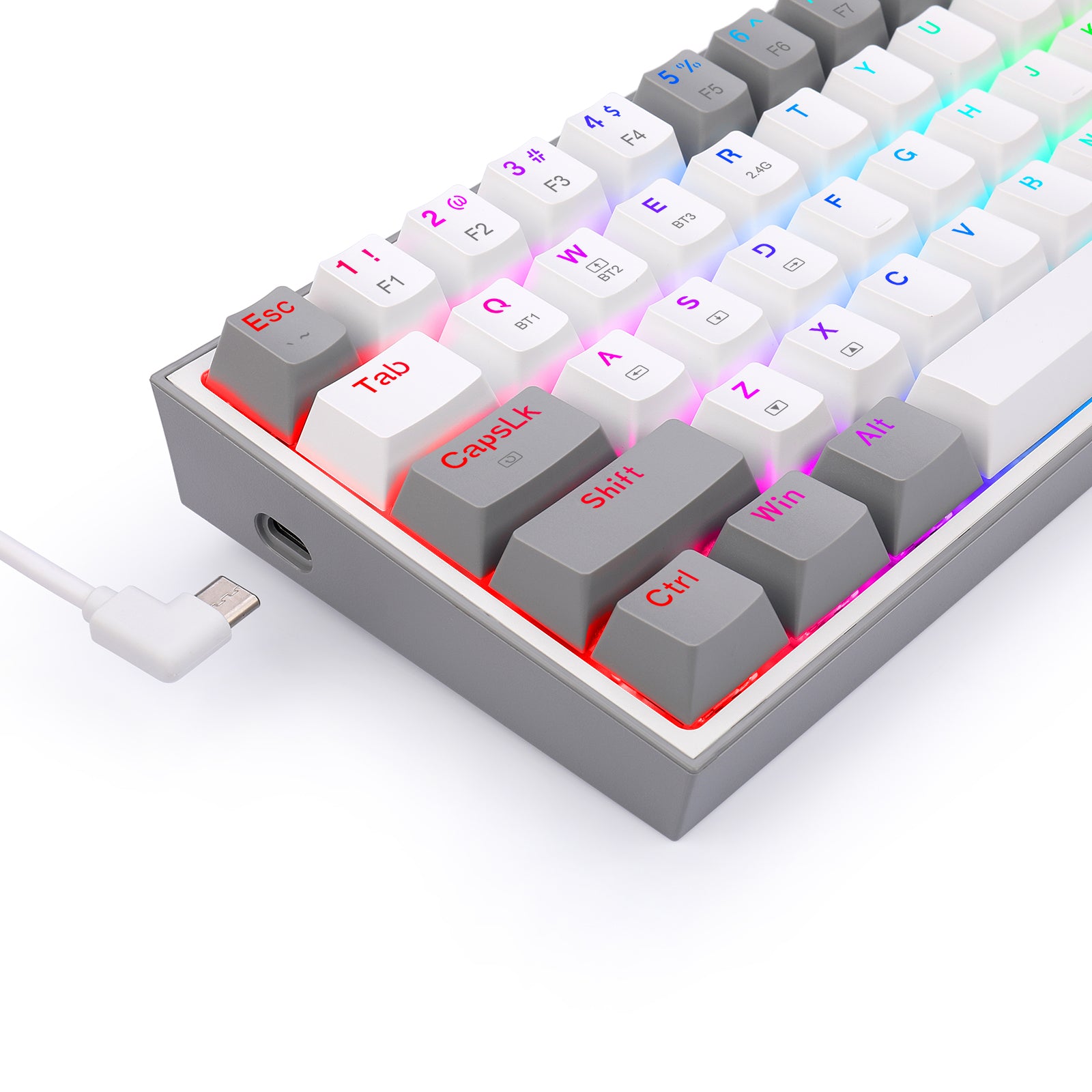 Fizz Pro K616-RGB-WG 2.4G/Bluetooth/Berkabel 61 Tombol Keyboard Mekanik