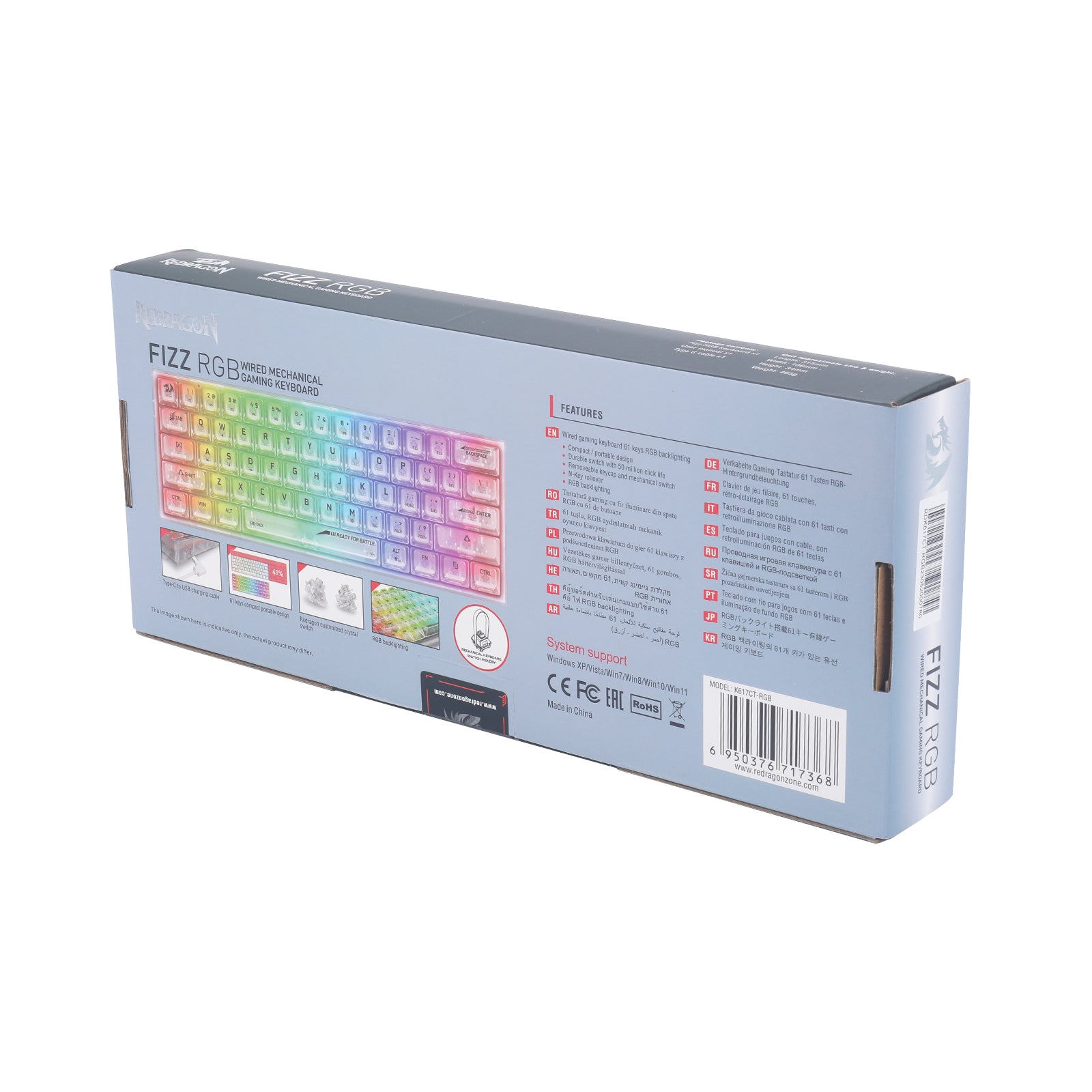 Redragon K617CT-RGB Keyboard Gaming RGB Berkabel 60%