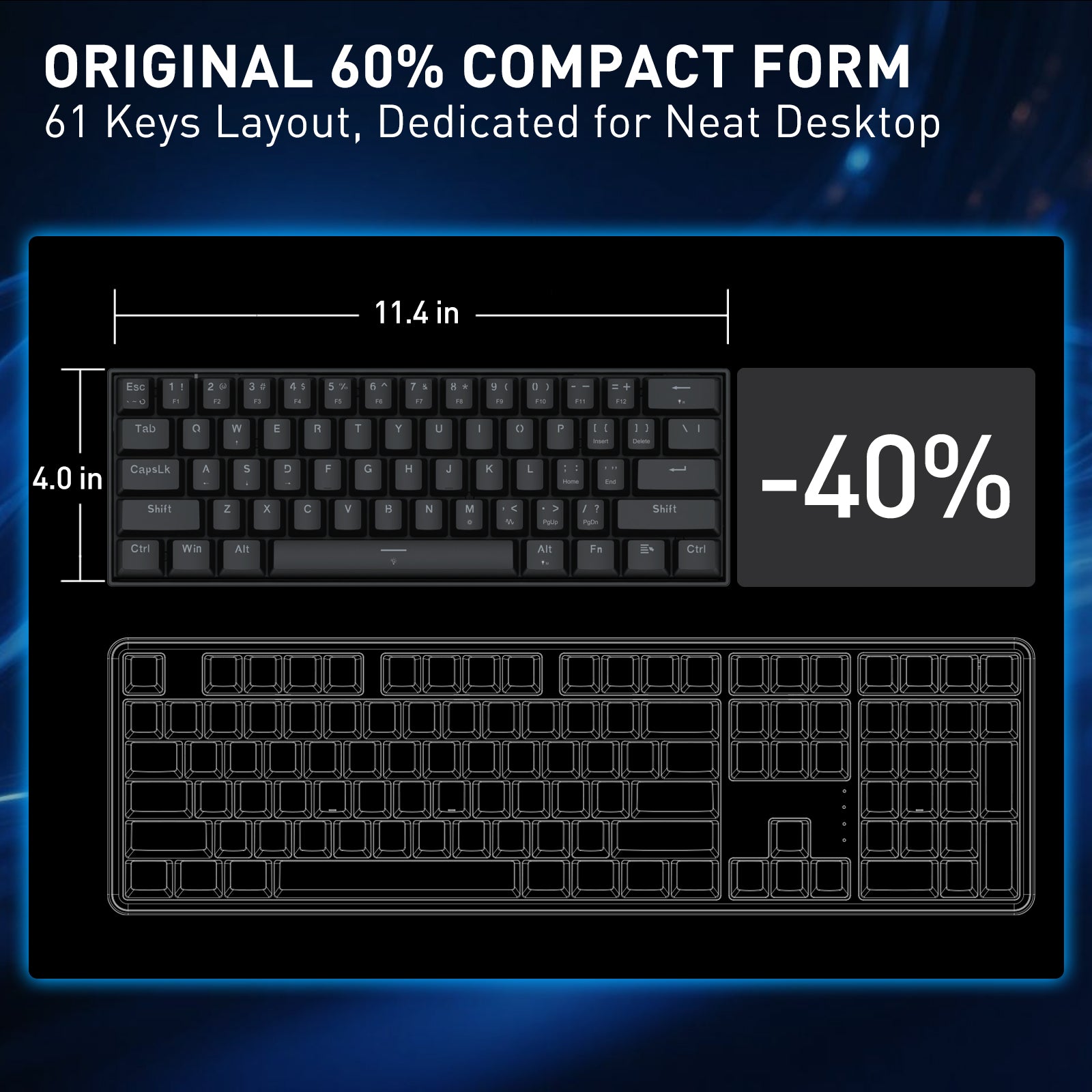 Keyboard magnetik pemicu cepat 61 tombol berkabel Fizz K617-RGB-M