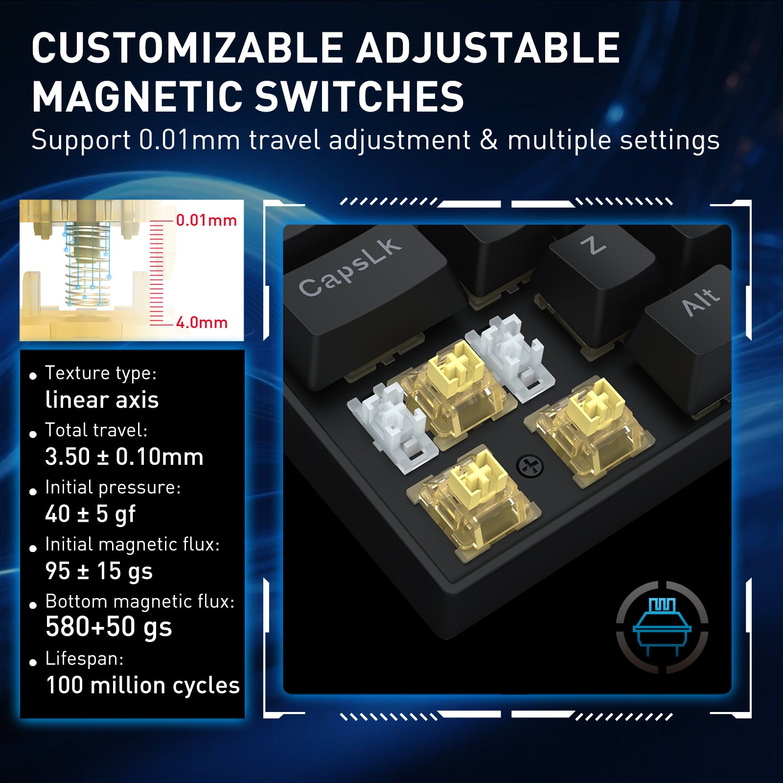Keyboard magnetik pemicu cepat 61 tombol berkabel Fizz K617-RGB-M