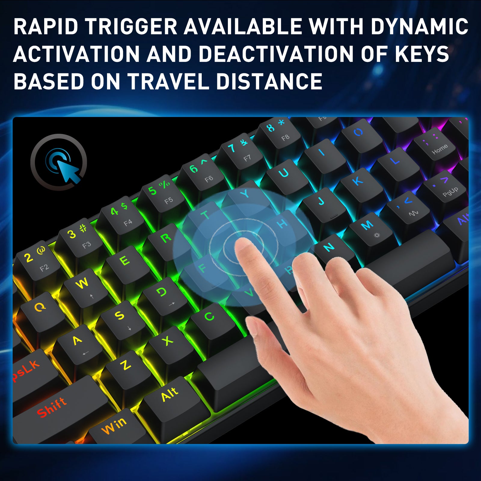 Keyboard magnetik pemicu cepat 61 tombol berkabel Fizz K617-RGB-M