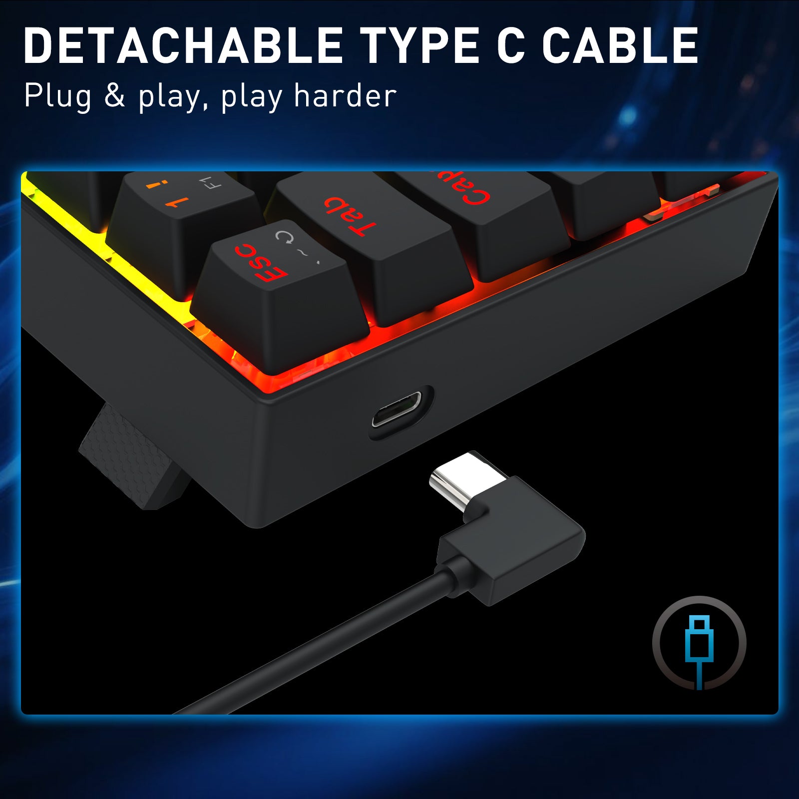 Keyboard magnetik pemicu cepat 61 tombol berkabel Fizz K617-RGB-M