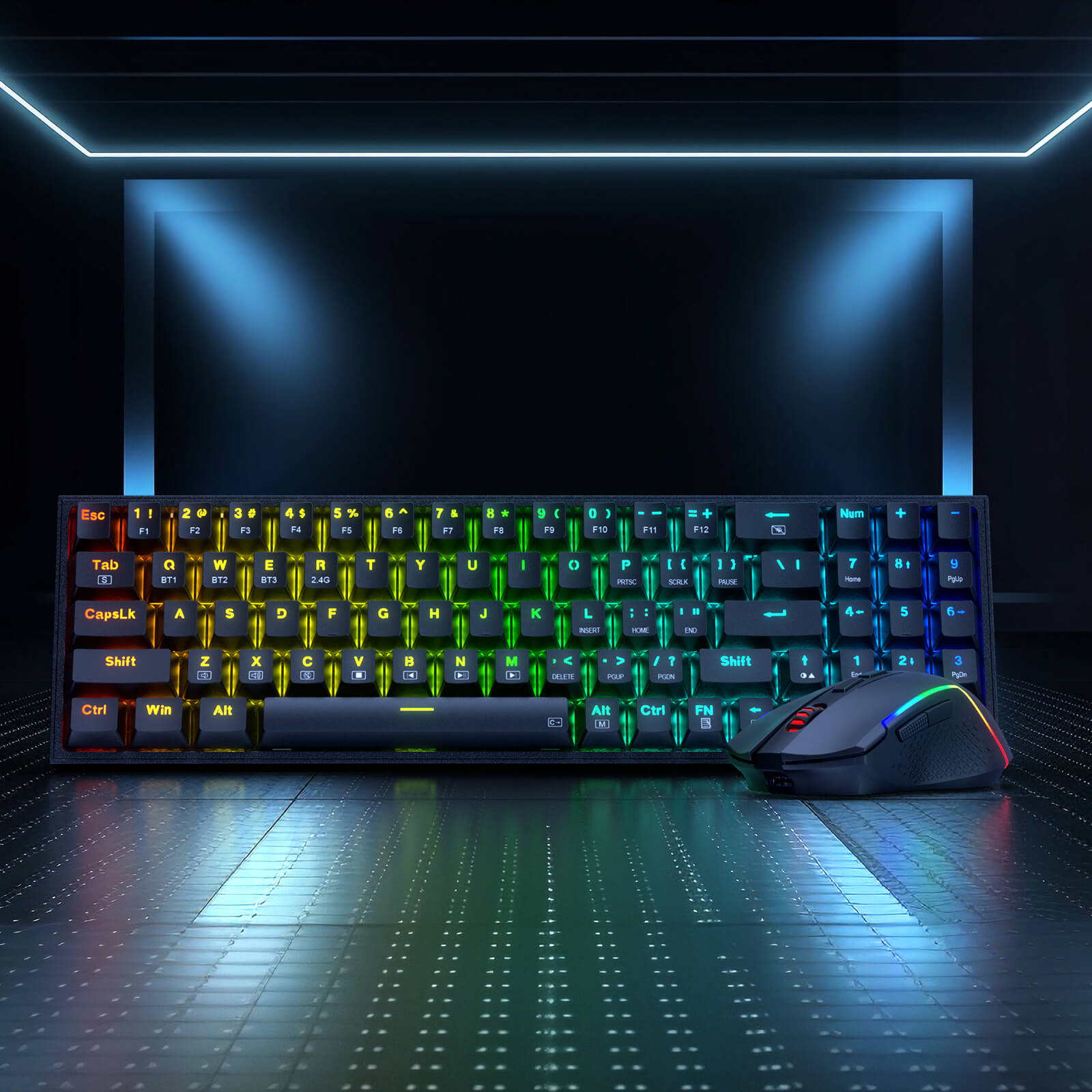 Redragon BS136 Tri-Mode Gaming Keyboard & Mouse Combo compact with 2.4Ghz wireless, BT3.0/5.0, Type-C Wired connection tech