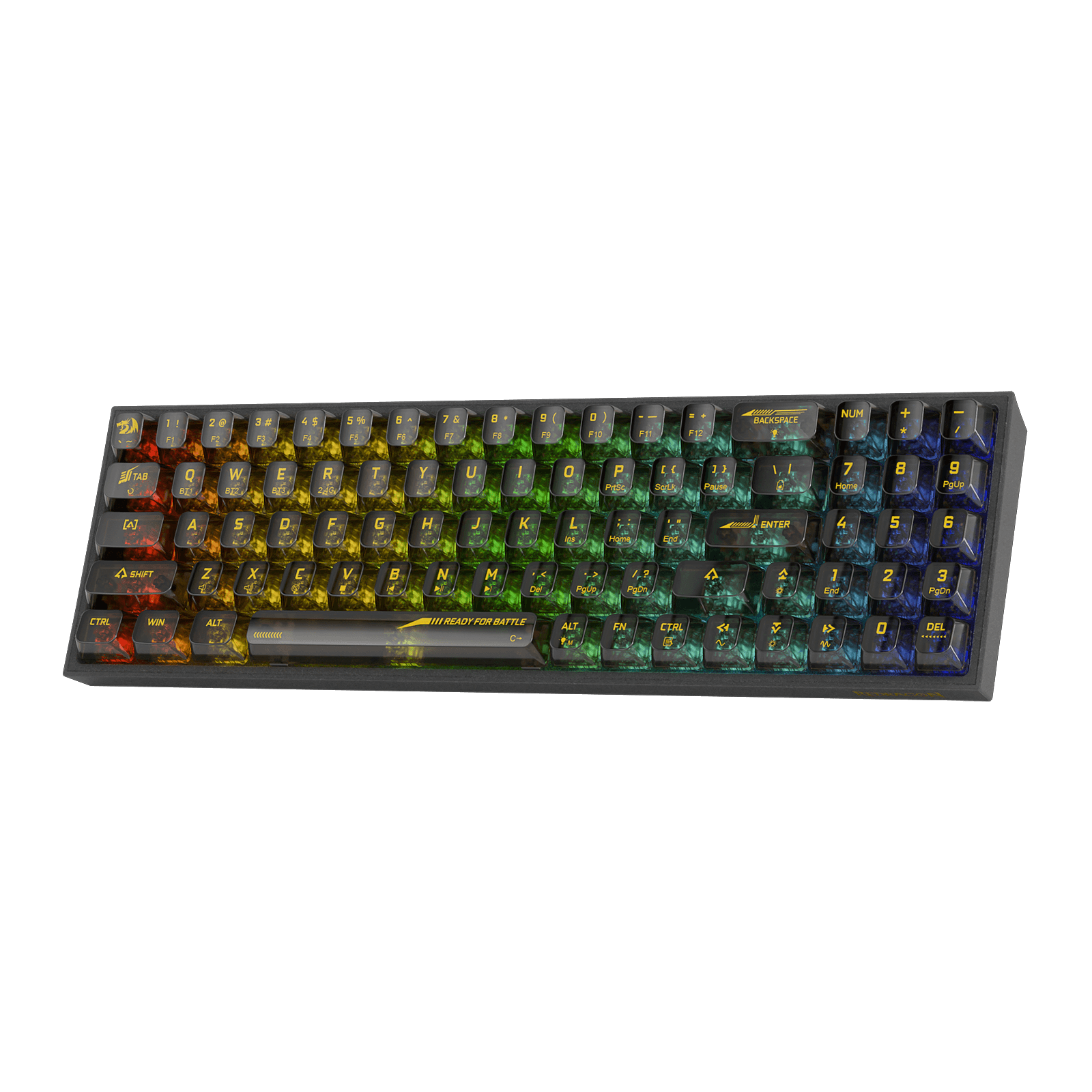 Redragon K628 PRO SE 75% 3-Mode Wireless RGB Gaming Keyboard, 78 Keys Full-Transparent Hot-Swap Compact Mechanical Keyboard w/Upgraded Socket, Dedicated Arrow Keys & Numpad, Translucent Custom Switch