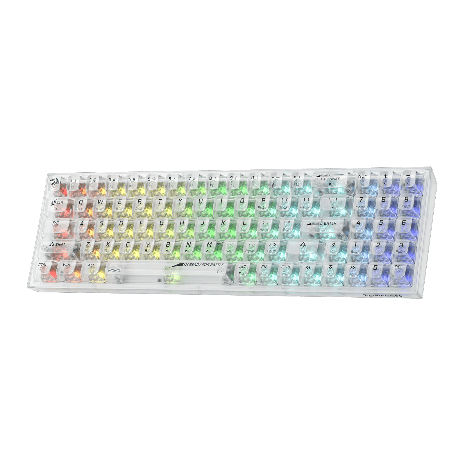 Redragon K628 PRO SE 75% 3-Mode Wireless RGB Gaming Keyboard, 78 Keys Full-Transparent Hot-Swap Compact Mechanical Keyboard w/Upgraded Socket, Dedicated Arrow Keys & Numpad, Translucent Custom Switch