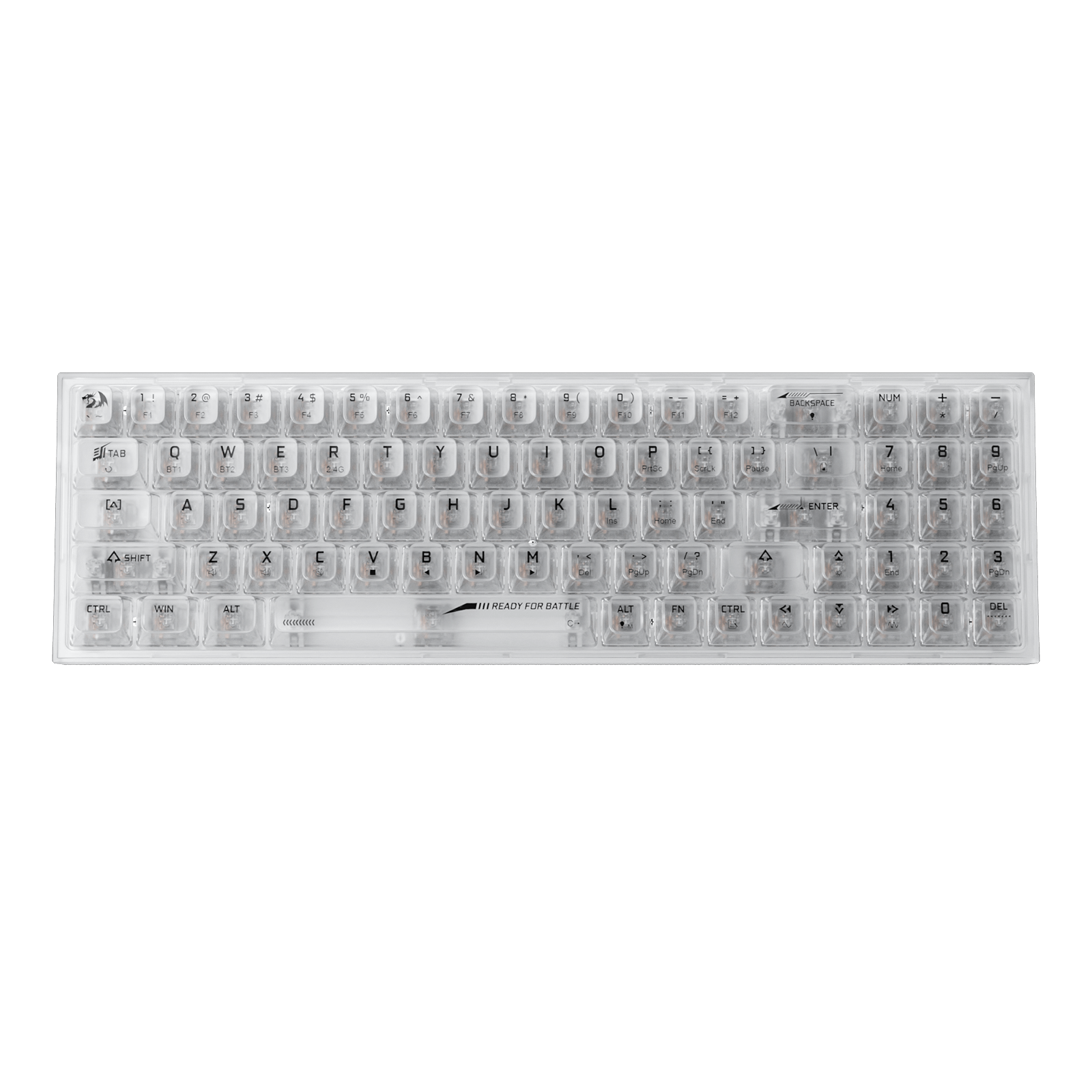 Redragon K628 PRO SE 75% 3-Mode Wireless RGB Gaming Keyboard, 78 Keys Full-Transparent Hot-Swap Compact Mechanical Keyboard w/Upgraded Socket, Dedicated Arrow Keys & Numpad, Translucent Custom Switch
