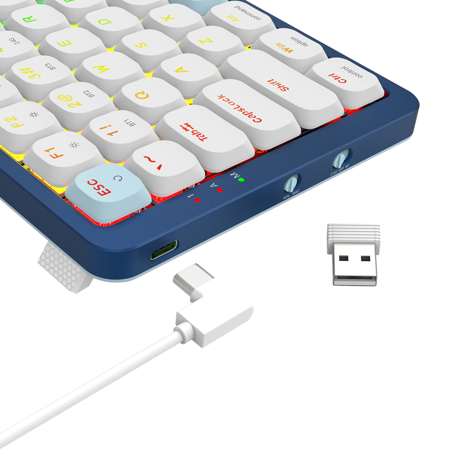 Redragon K684WB-RGB-PRO EVA PRO Papan ketik mekanis 94 tombol profil rendah koneksi 3 mode