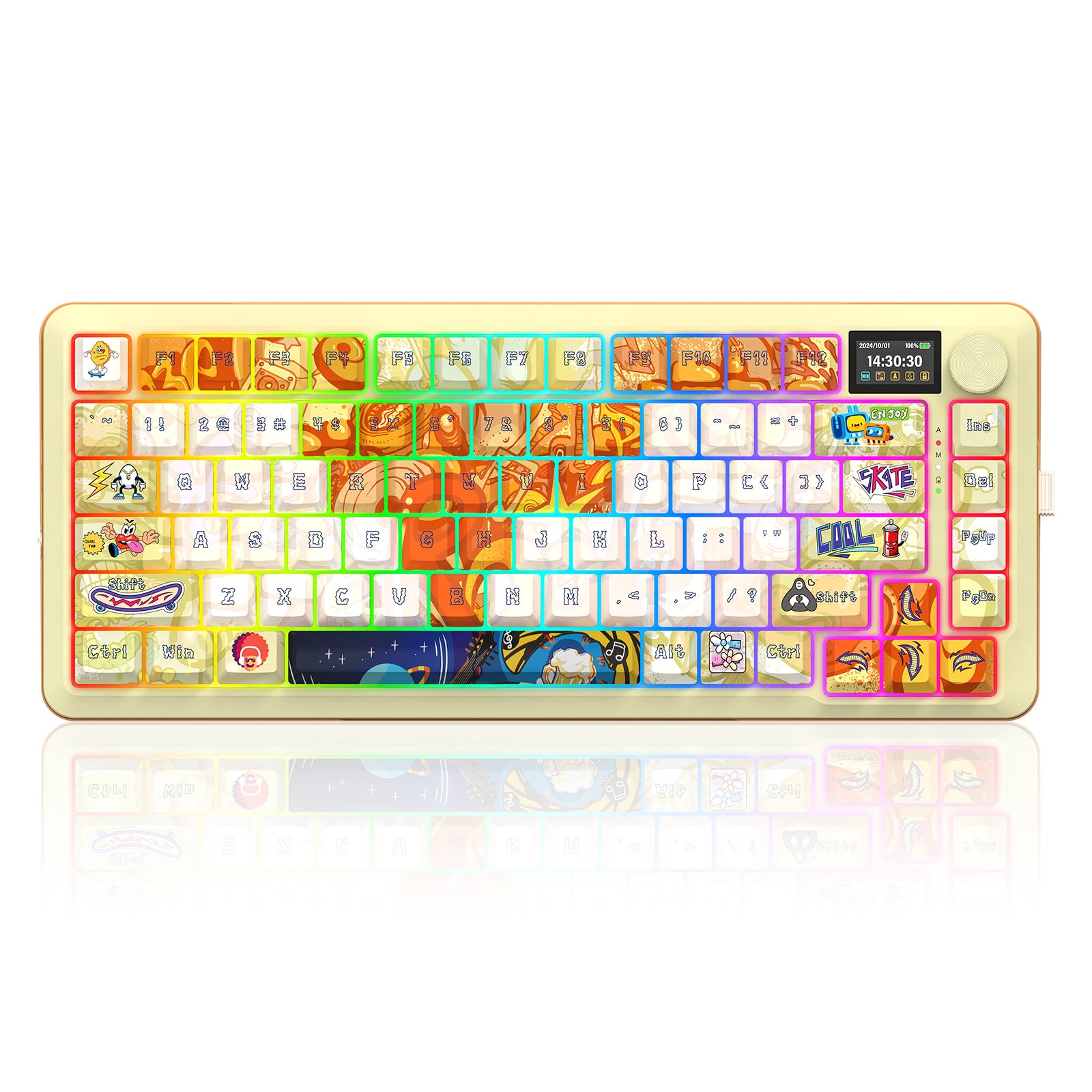 FLEKACT K708GF-RGB-PRO Keyboard Mekanik LCD 3 Mode Koneksi
