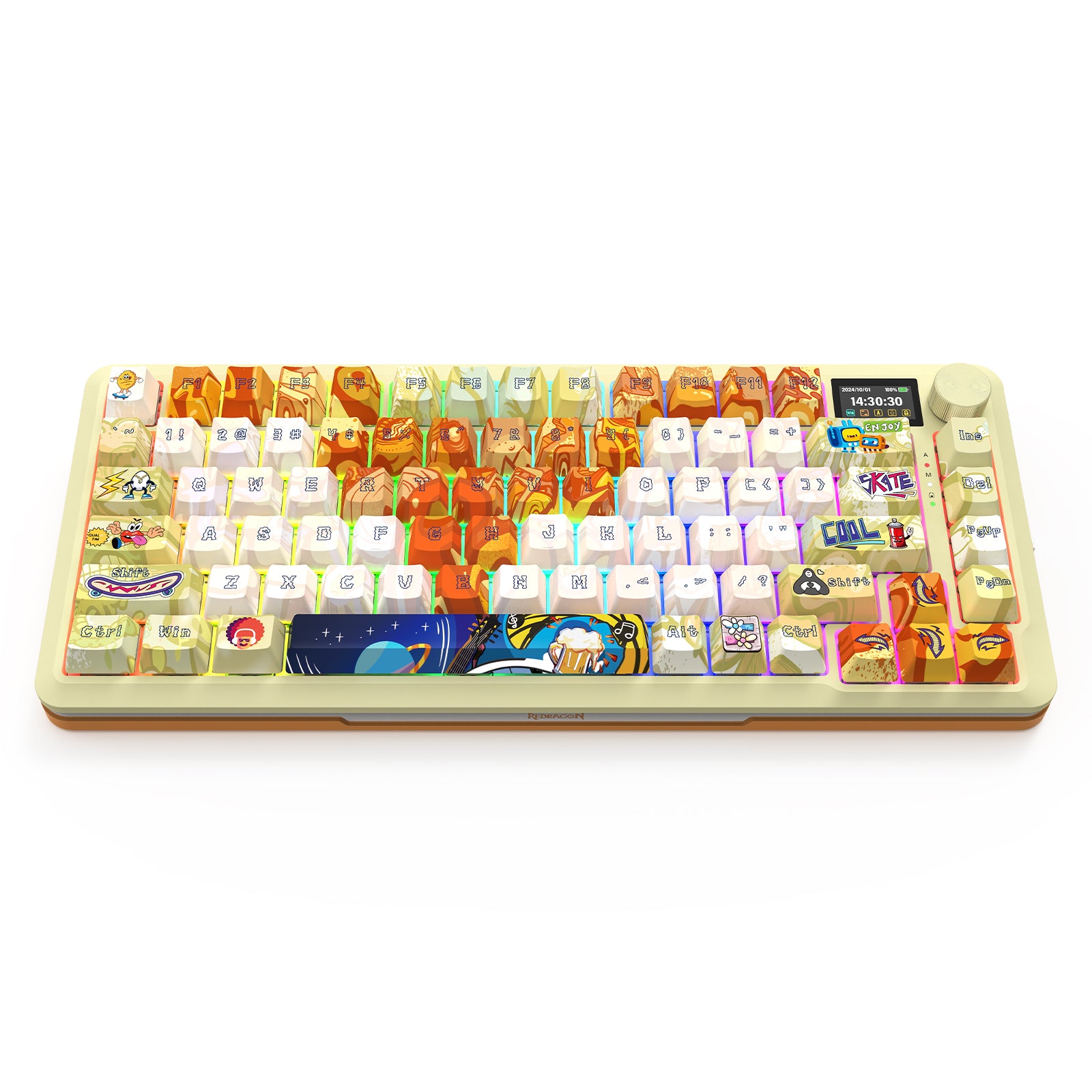 FLEKACT K708GF-RGB-PRO Keyboard Mekanik LCD 3 Mode Koneksi