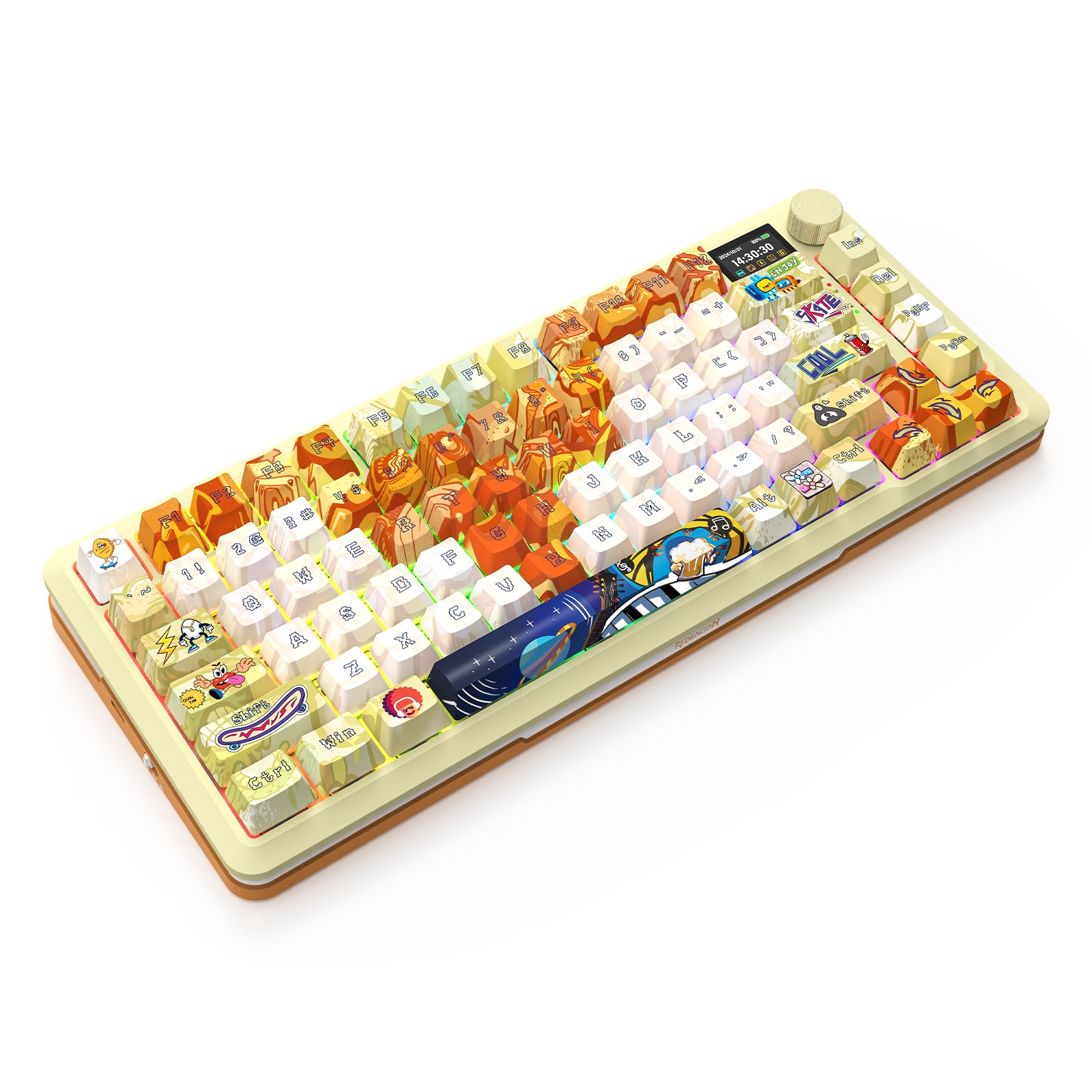 FLEKACT K708GF-RGB-PRO Keyboard Mekanik LCD 3 Mode Koneksi