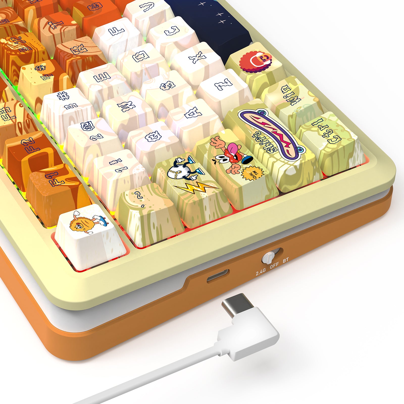 FLEKACT K708GF-RGB-PRO Keyboard Mekanik LCD 3 Mode Koneksi
