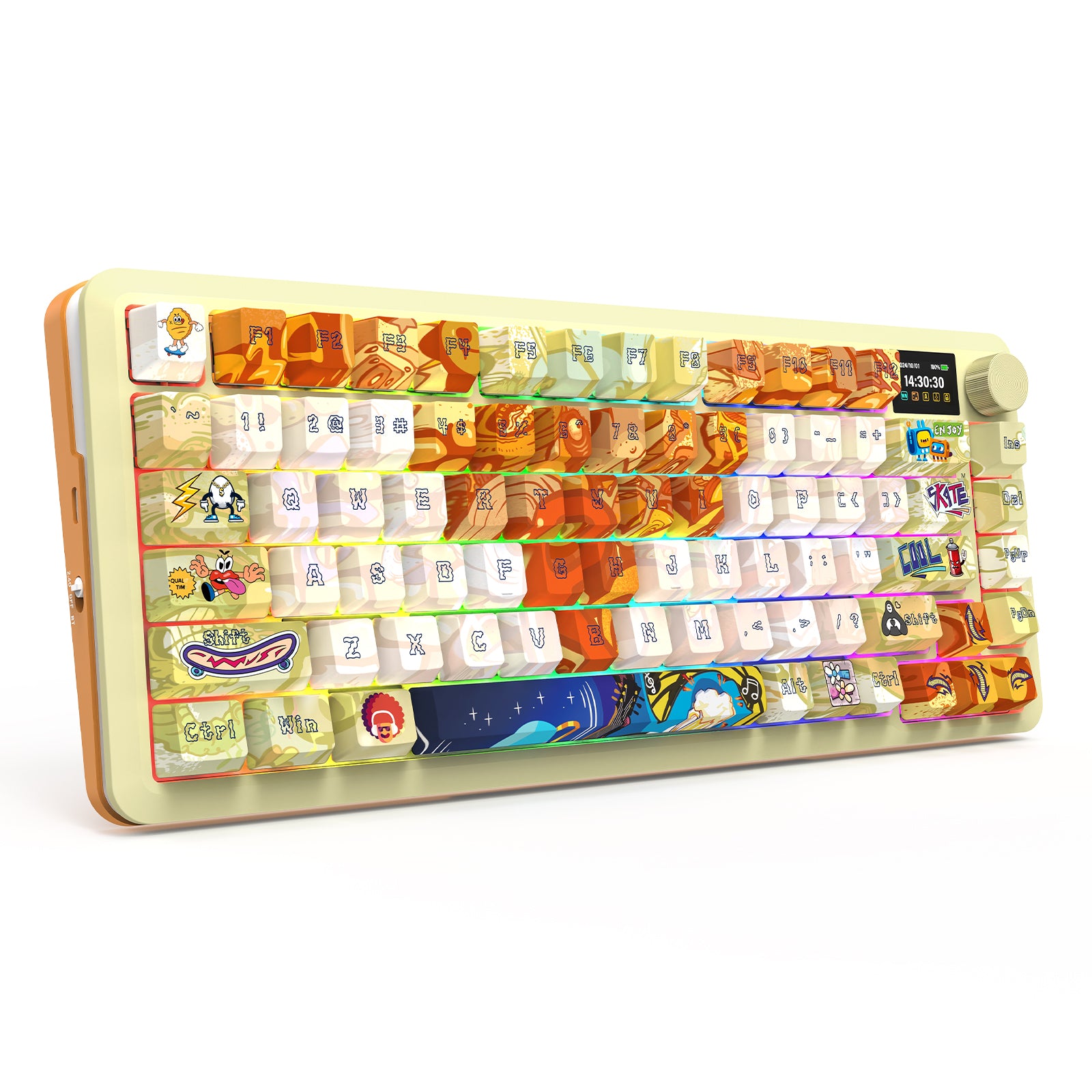 FLEKACT K708GF-RGB-PRO Keyboard Mekanik LCD 3 Mode Koneksi