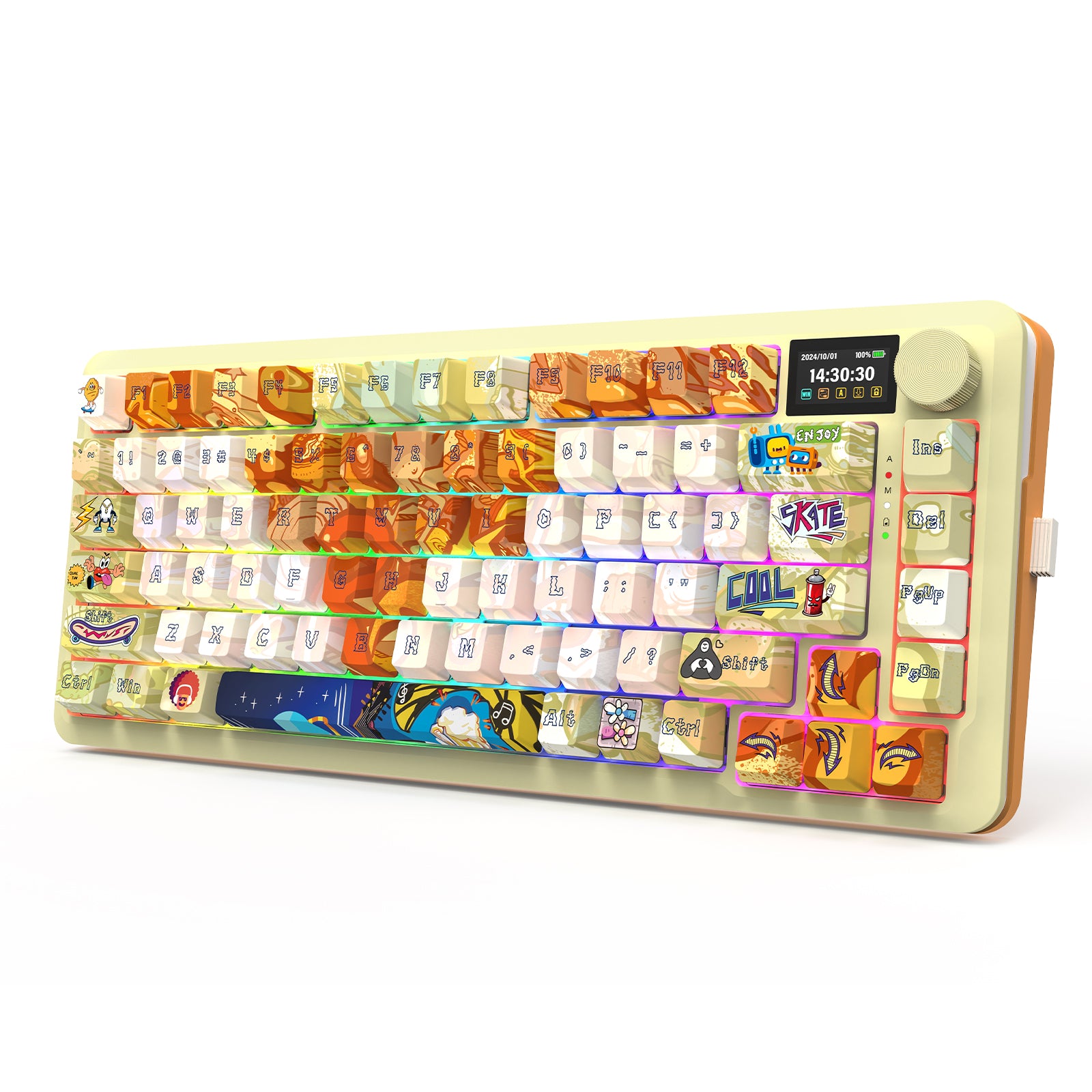 FLEKACT K708GF-RGB-PRO Keyboard Mekanik LCD 3 Mode Koneksi