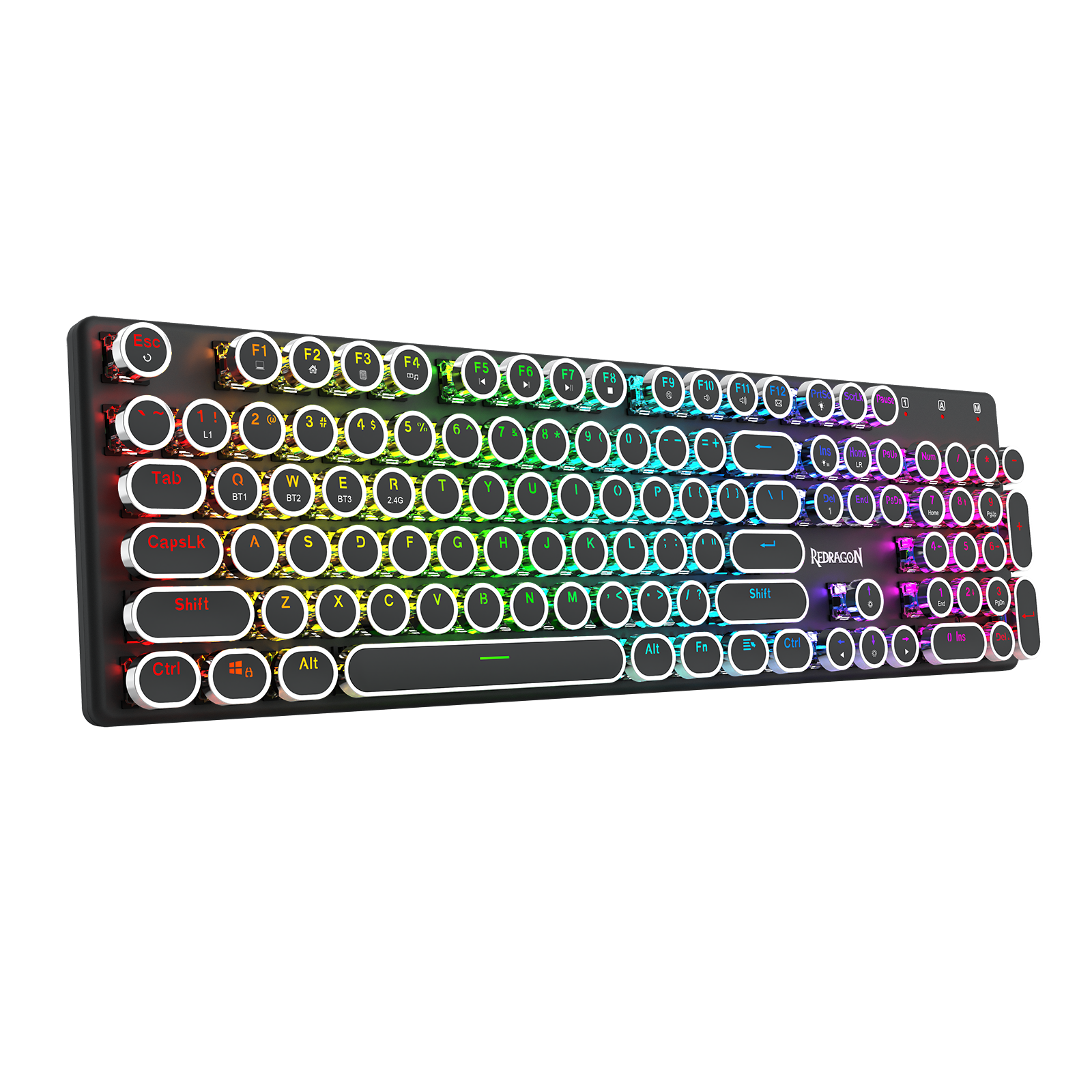 FLARE PRO K710RGB-PRO 3 Mode Koneksi Keyboard Mekanik Keycap Mesin Tik Retro