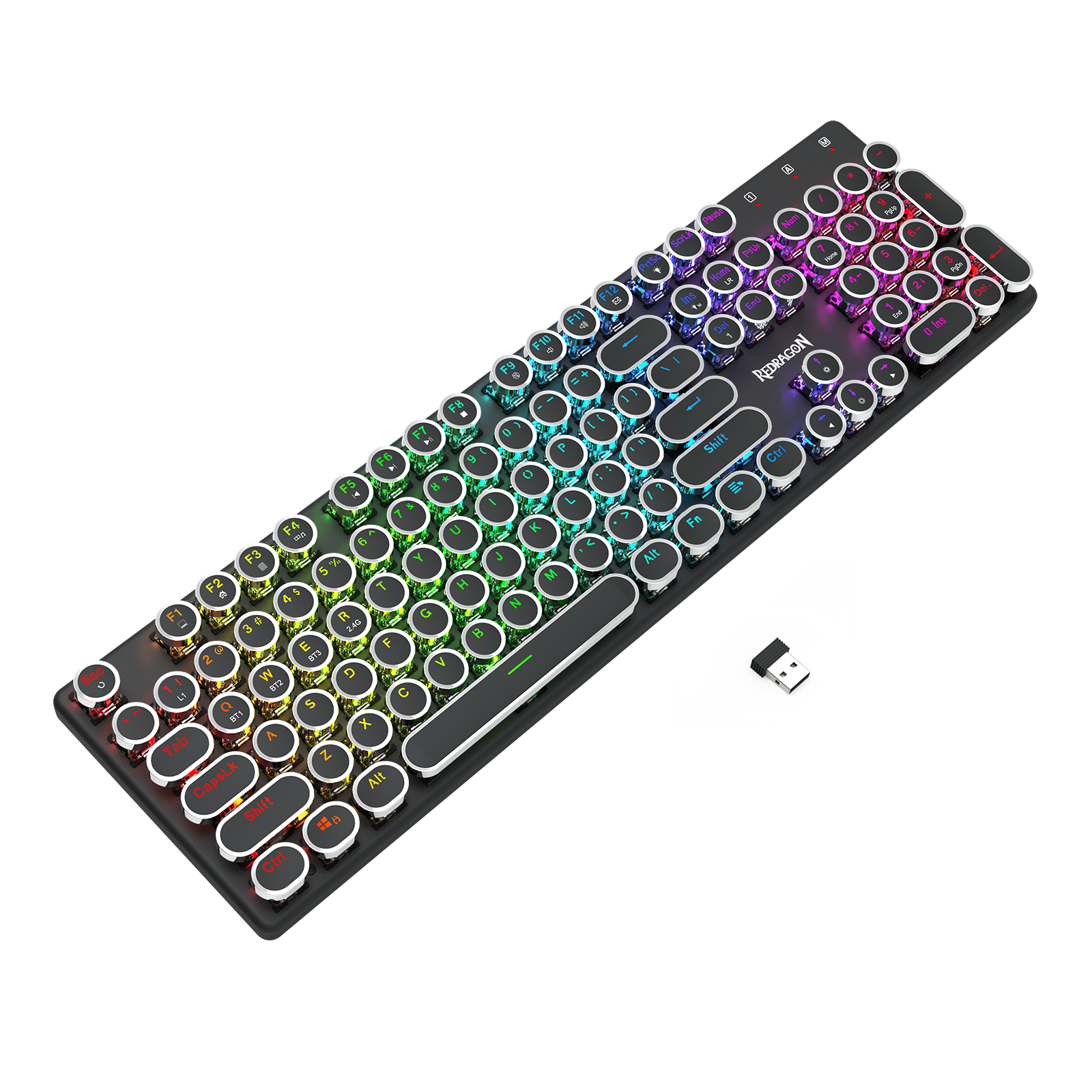 FLARE PRO K710RGB-PRO 3 Mode Koneksi Keyboard Mekanik Keycap Mesin Tik Retro