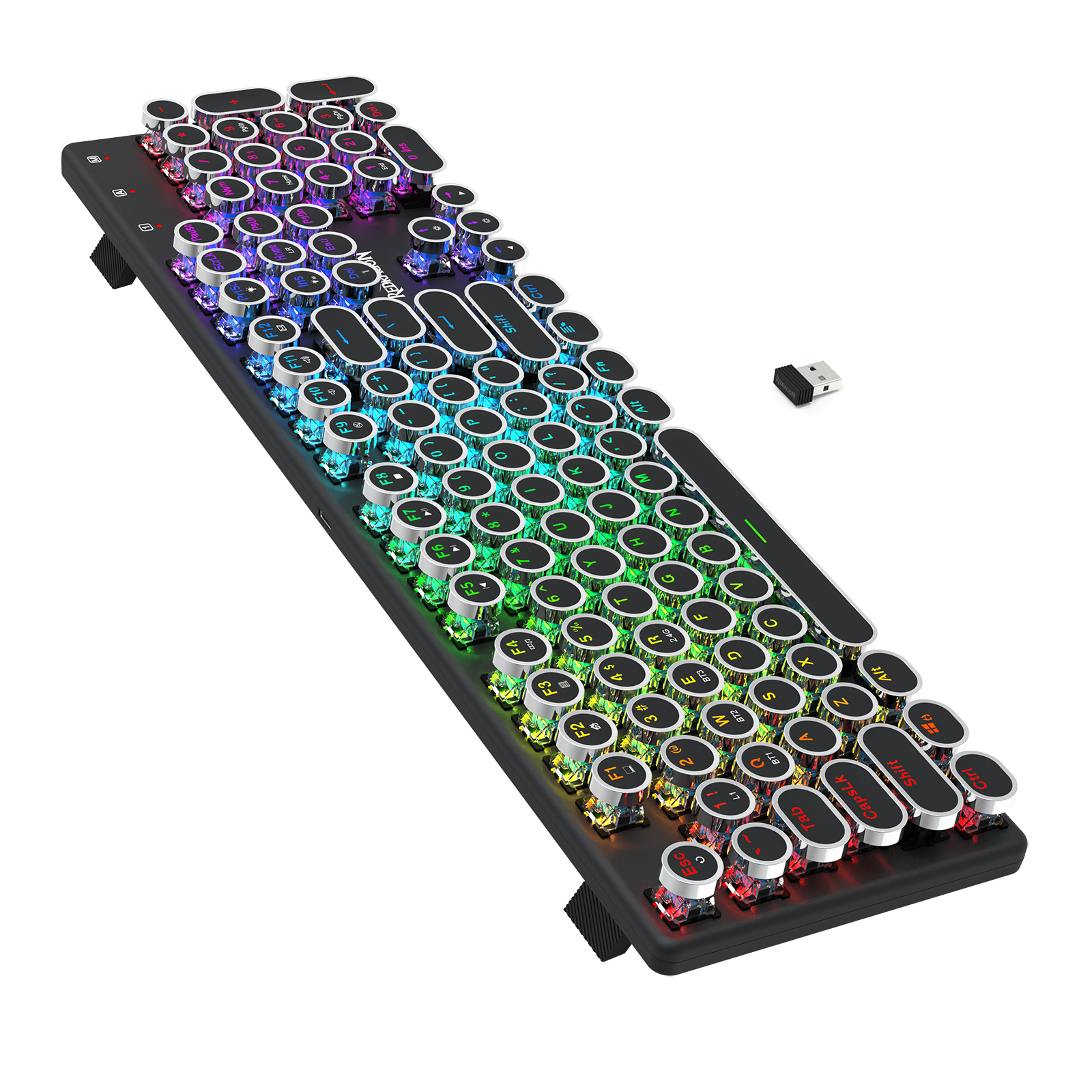 FLARE PRO K710RGB-PRO 3 Mode Koneksi Keyboard Mekanik Keycap Mesin Tik Retro