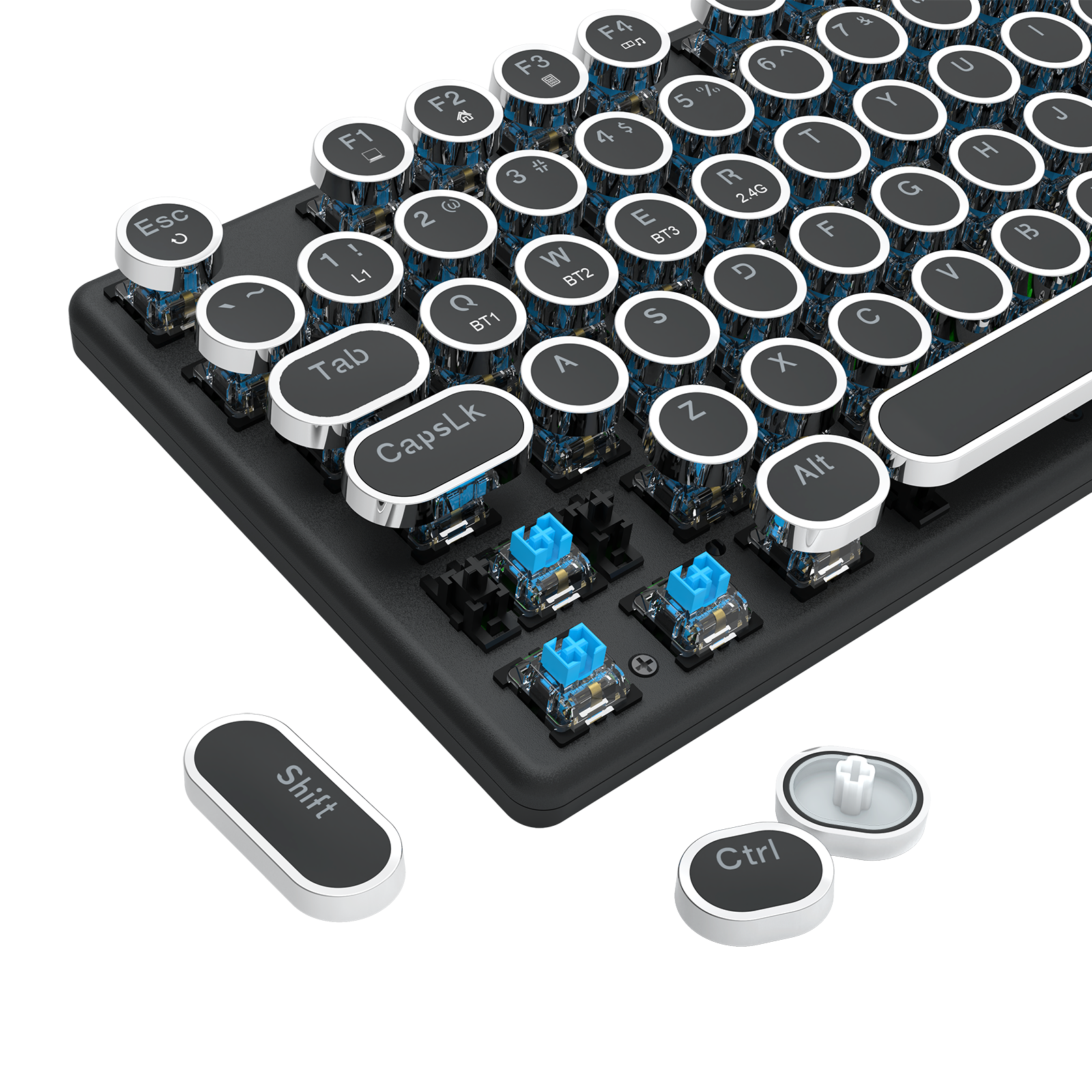 FLARE PRO K710RGB-PRO 3 Mode Koneksi Keyboard Mekanik Keycap Mesin Tik Retro