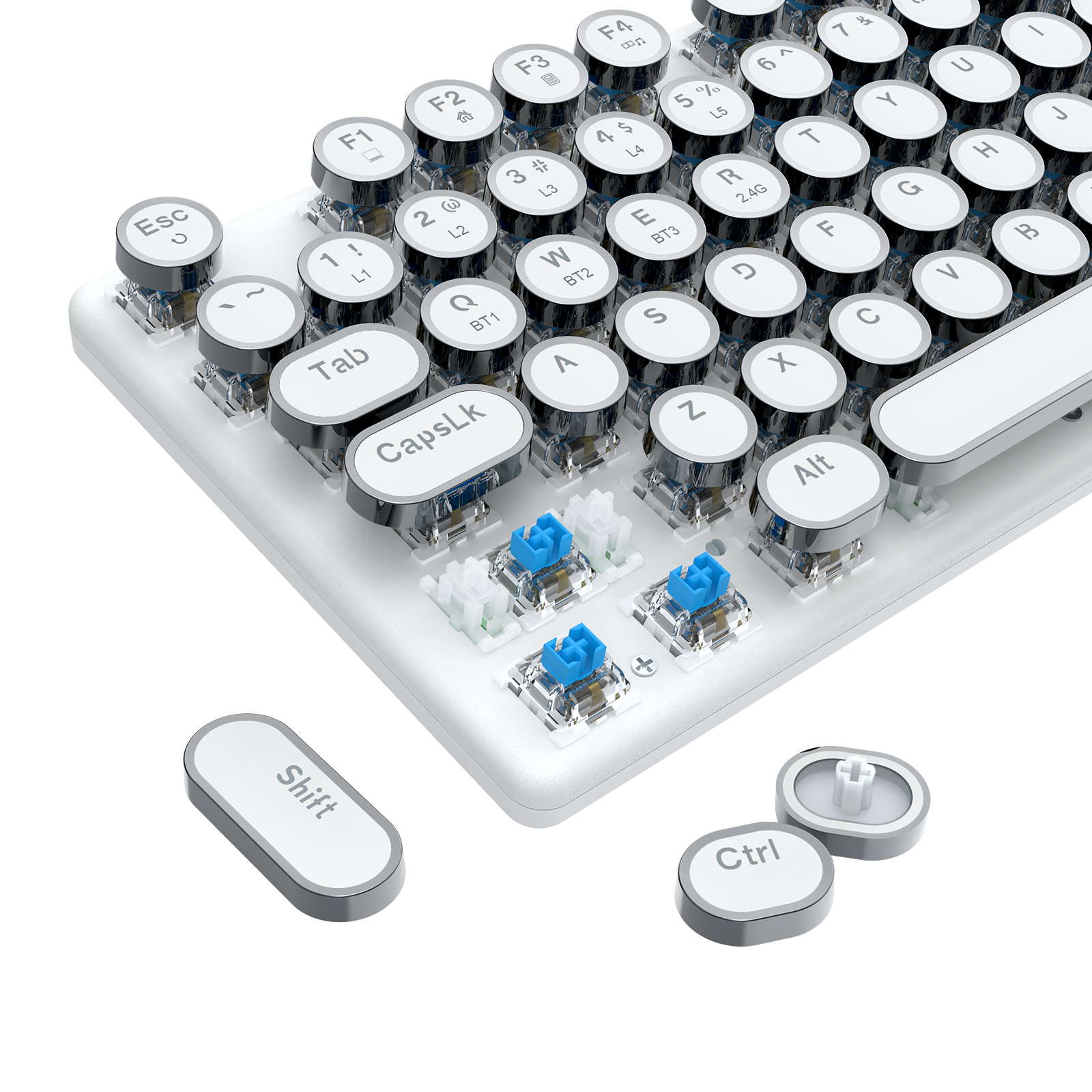 FLARE PRO K710RGB-PRO 3 Mode Koneksi Keyboard Mekanik Keycap Mesin Tik Retro