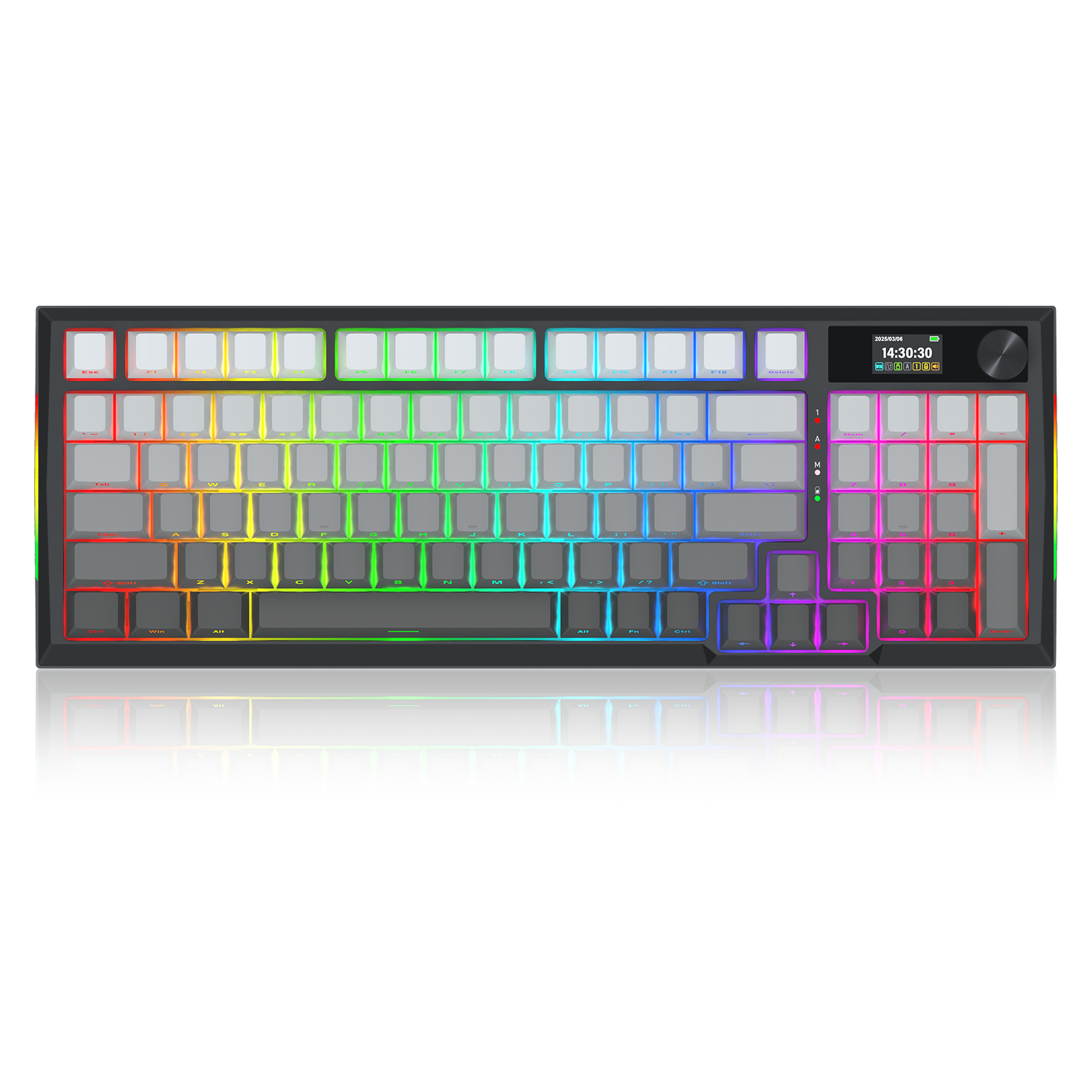 K725SP-RGB-PRO Papan ketik mekanis gasket 3 mode 98+1 dengan layar LCD
