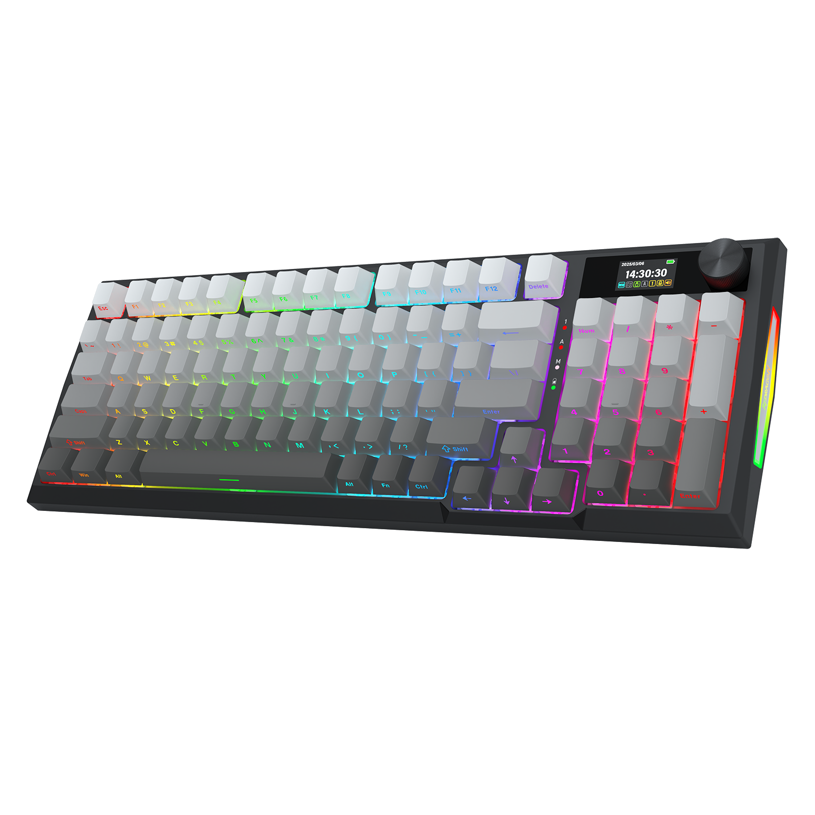 K725SP-RGB-PRO Papan ketik mekanis gasket 3 mode 98+1 dengan layar LCD