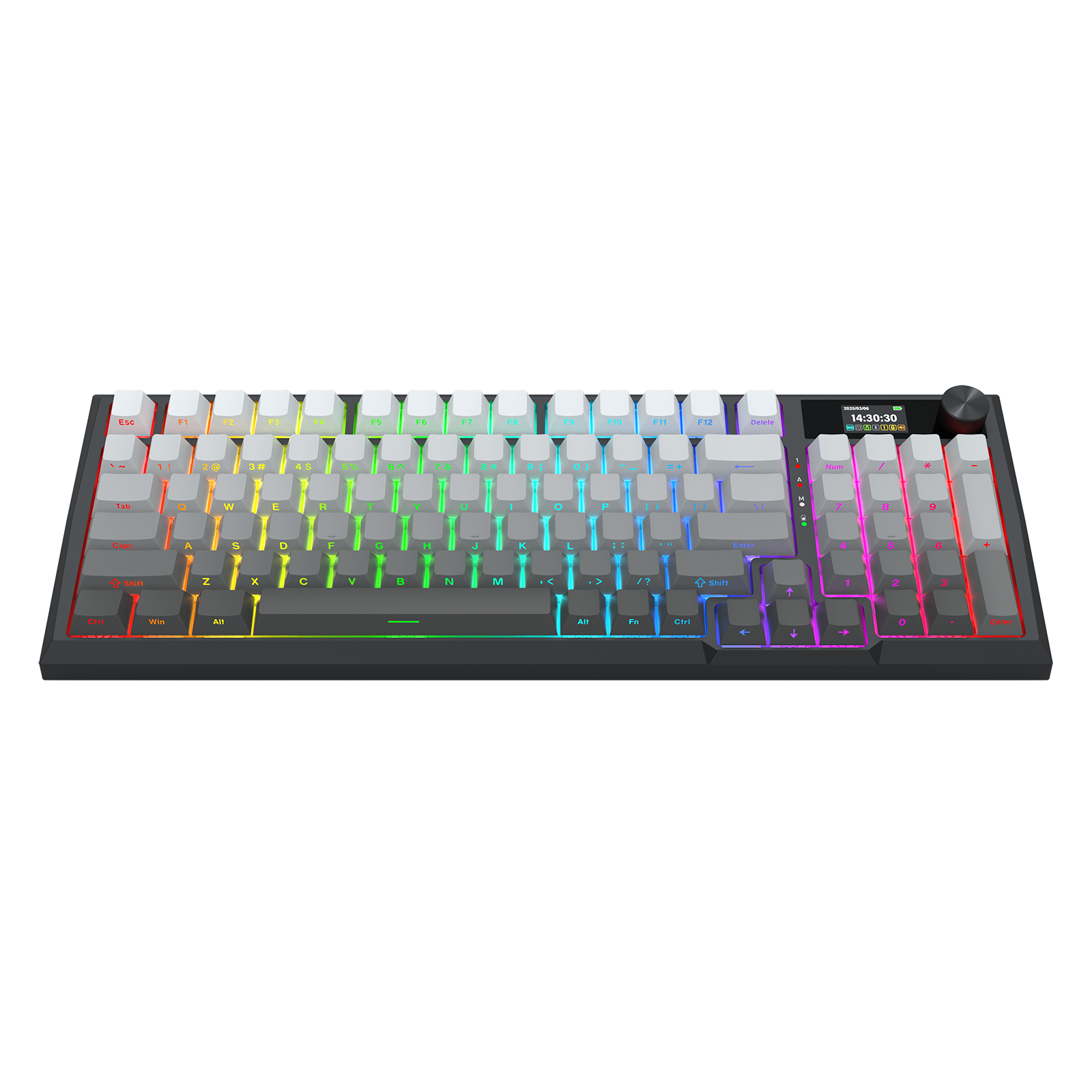 K725SP-RGB-PRO Papan ketik mekanis gasket 3 mode 98+1 dengan layar LCD