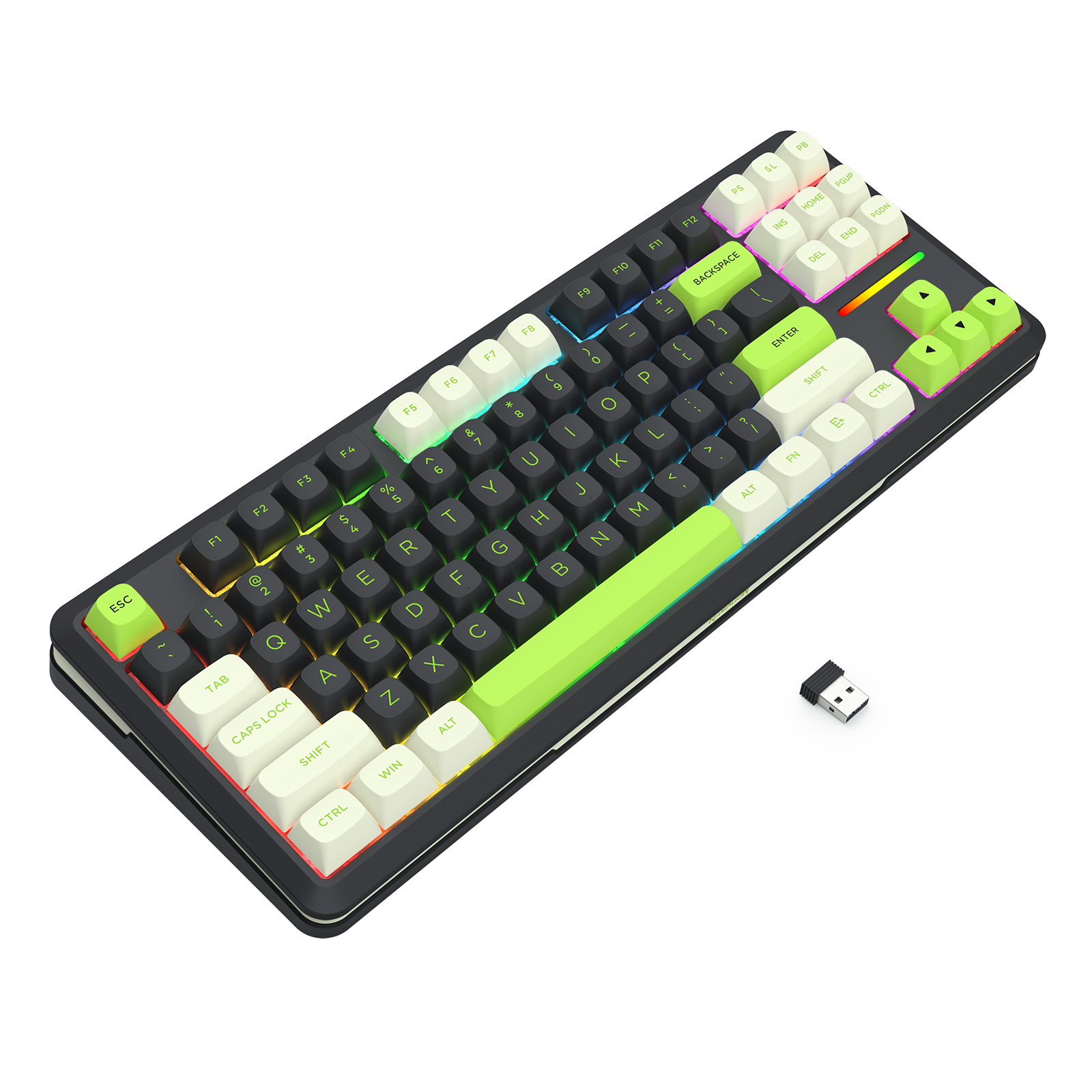 WILDSLASH K734BWG-RGB-PRO 3 Modes Connection TKL Mechanical Gaming Keyboard