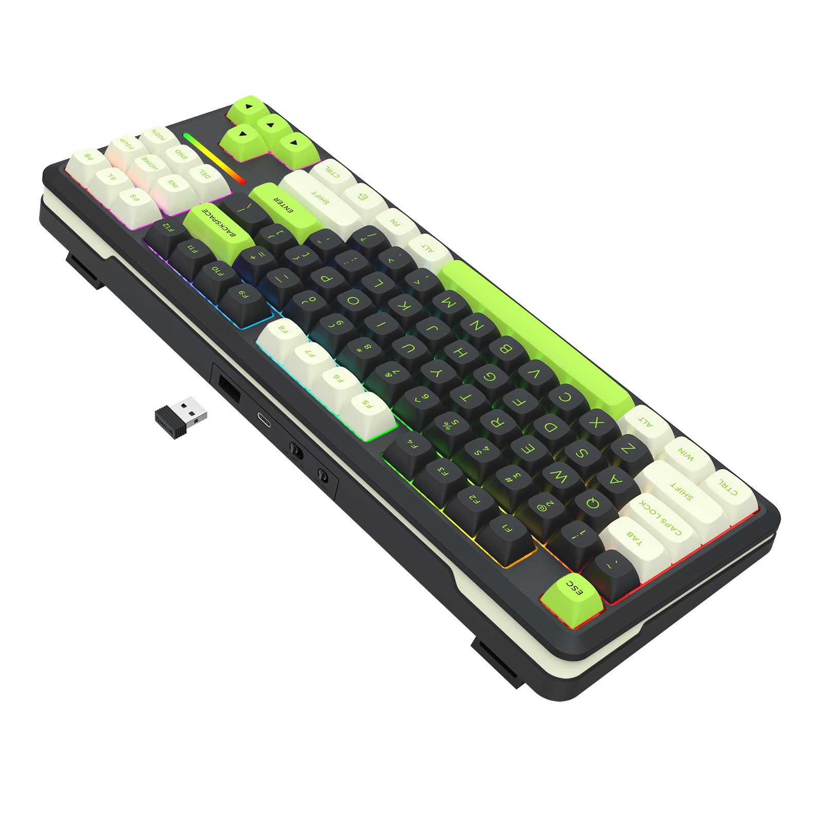 WILDSLASH K734BWG-RGB-PRO 3 Modes Connection TKL Mechanical Gaming Keyboard