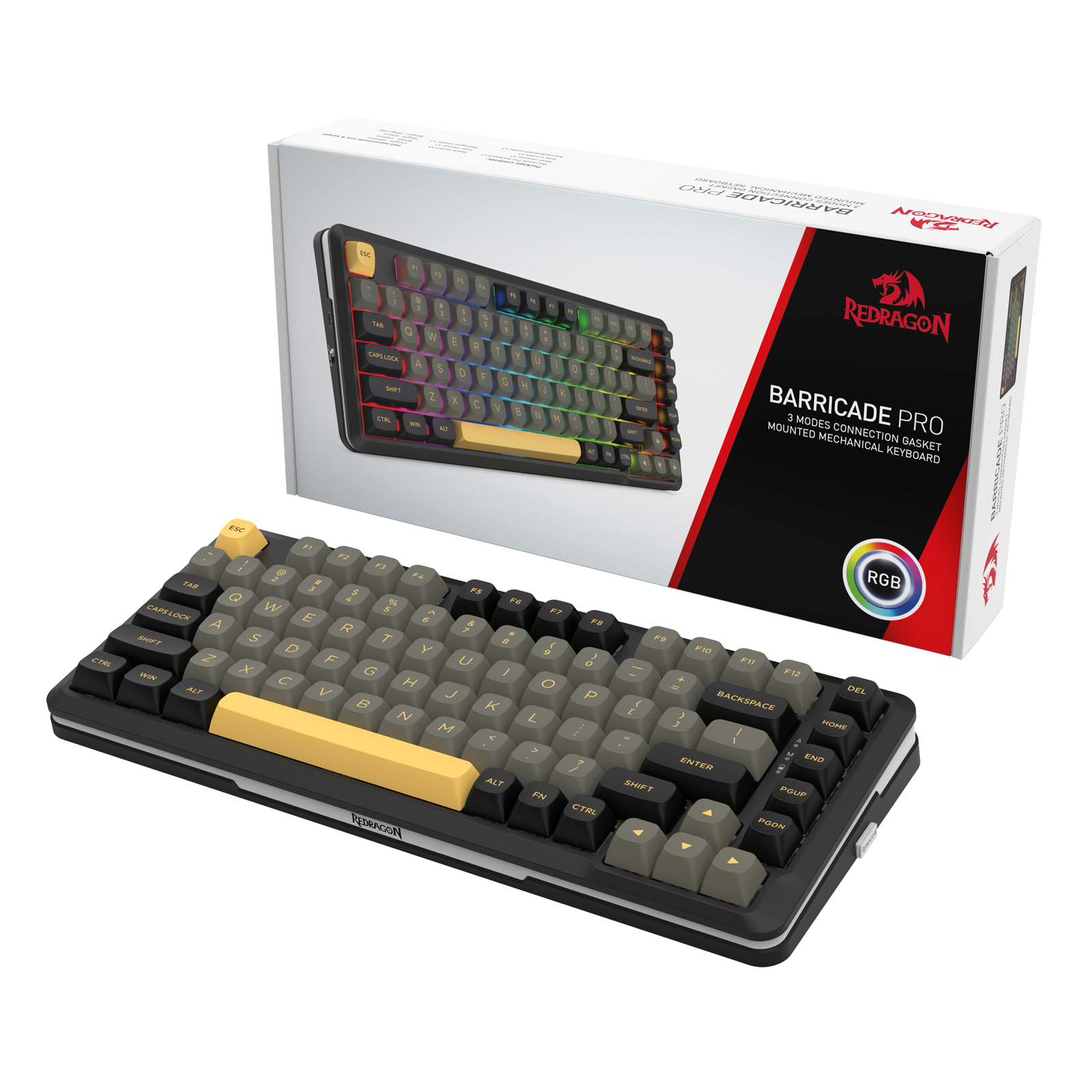 BARRICADE K738-RGB-PRO 3 Modes Connections GASKET Mounted  Mechanical Keyboard