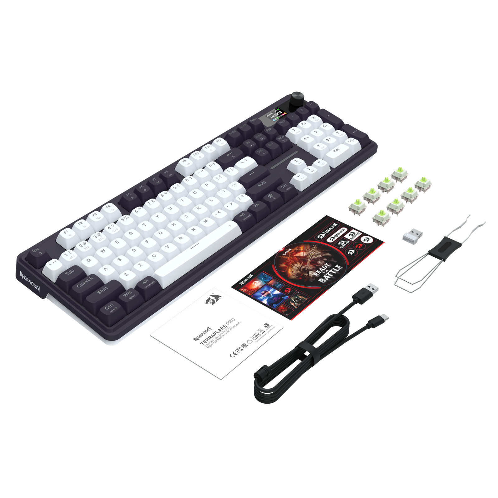Redragon K762WB-RGB-PRO 3-Mode 104 Keyboard Mekanikal Gasket dengan Layar LCD