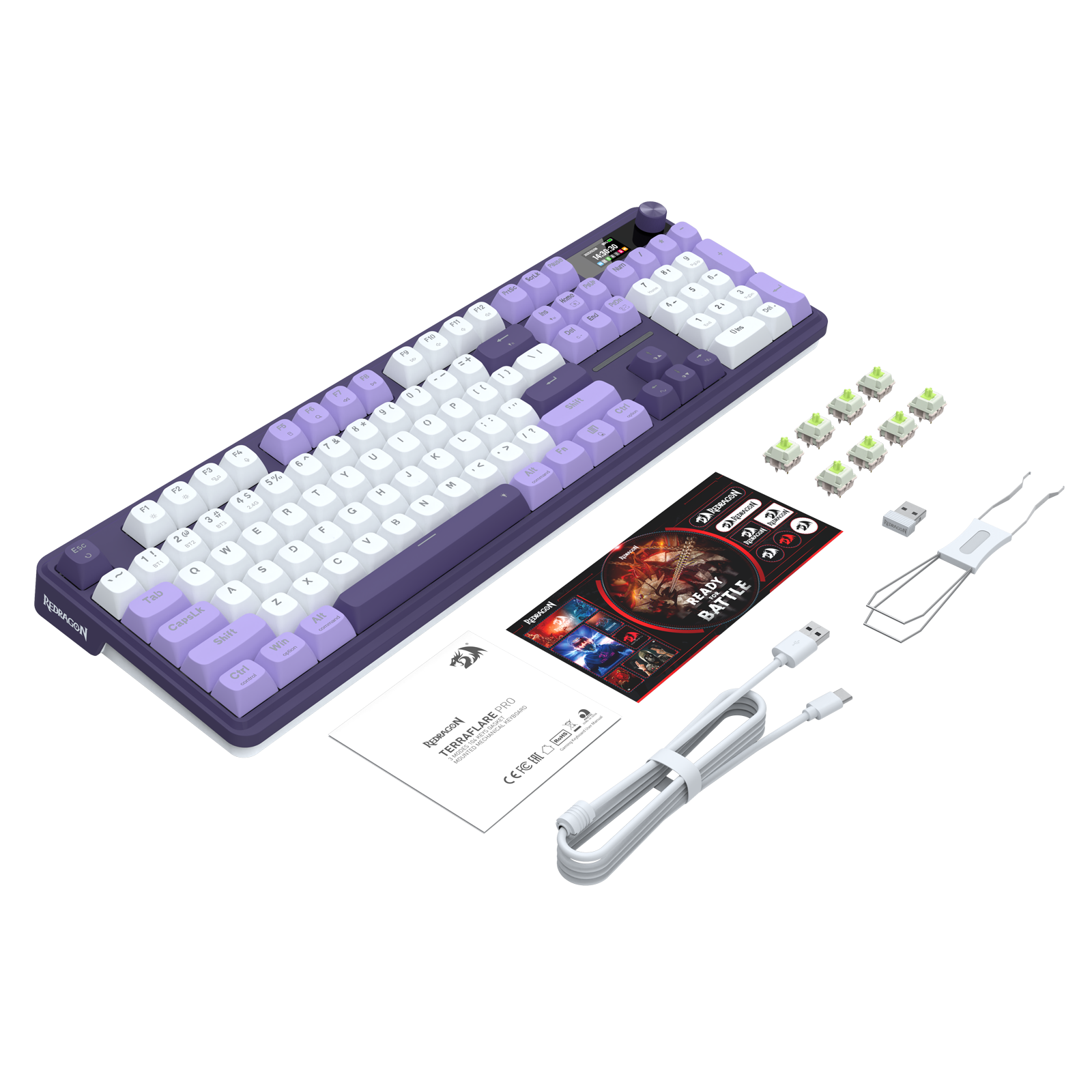 Redragon K762WP-RGB-PRO 3-Mode Keyboard Mekanik Gasket 104 Tombol dengan Layar LCD