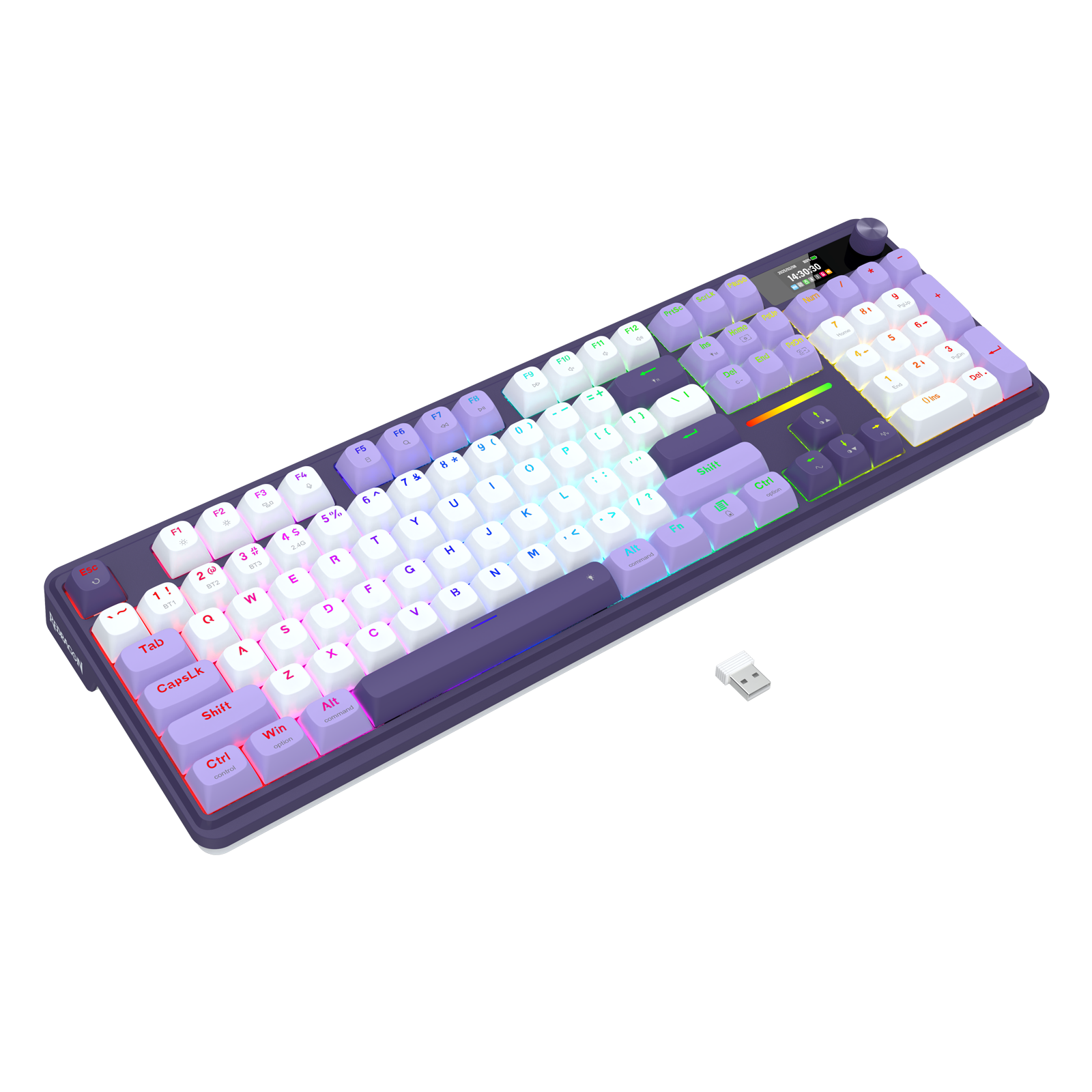 Redragon K762WP-RGB-PRO 3-Mode Keyboard Mekanik Gasket 104 Tombol dengan Layar LCD