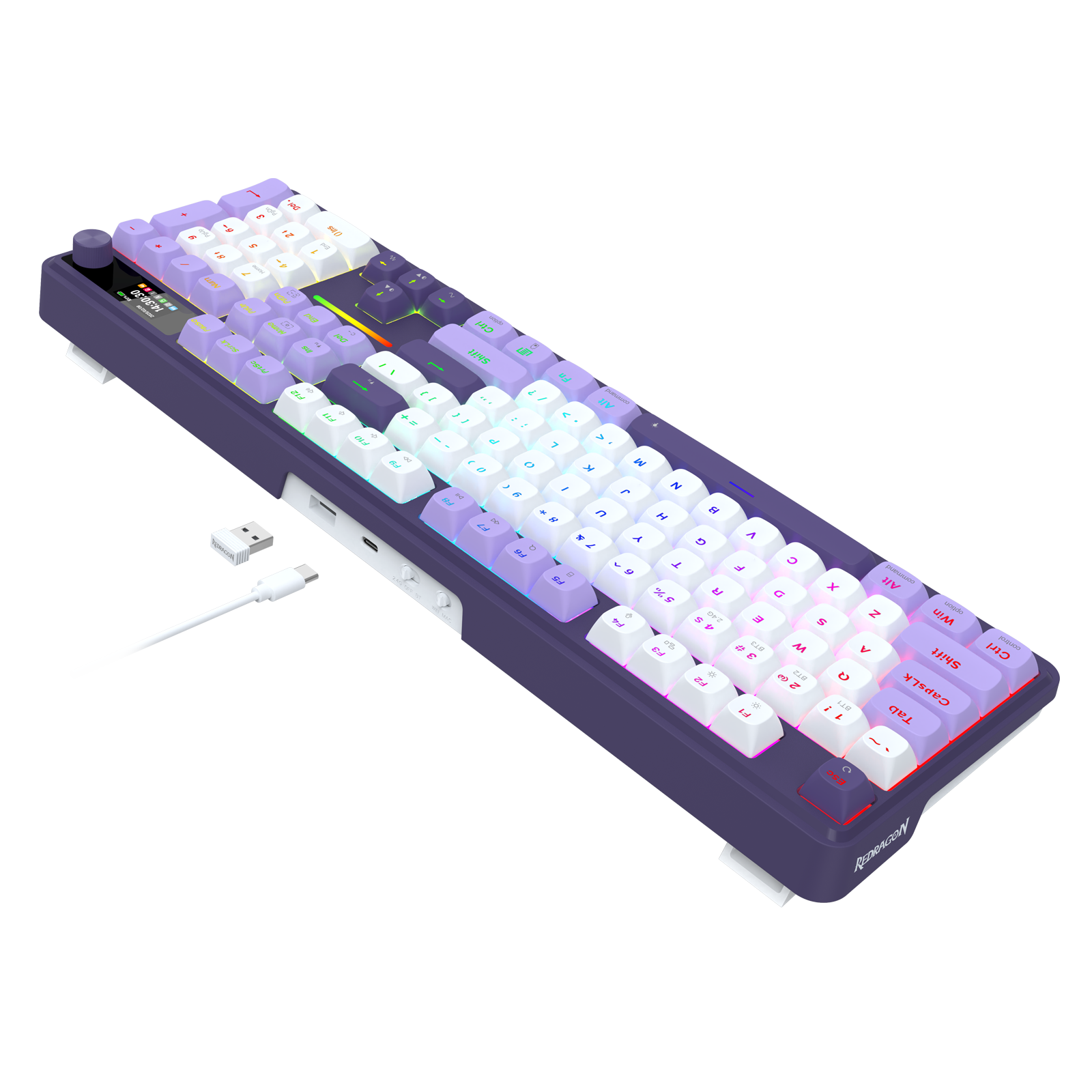 Redragon K762WP-RGB-PRO 3-Mode Keyboard Mekanik Gasket 104 Tombol dengan Layar LCD