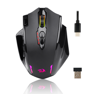 Redragon M913 Impact Elite Wireless Gaming Mouse, 16000 DPI Mouse Gaming RGB Kabel/Nirkabel dengan 16 Tombol yang Dapat Diprogram