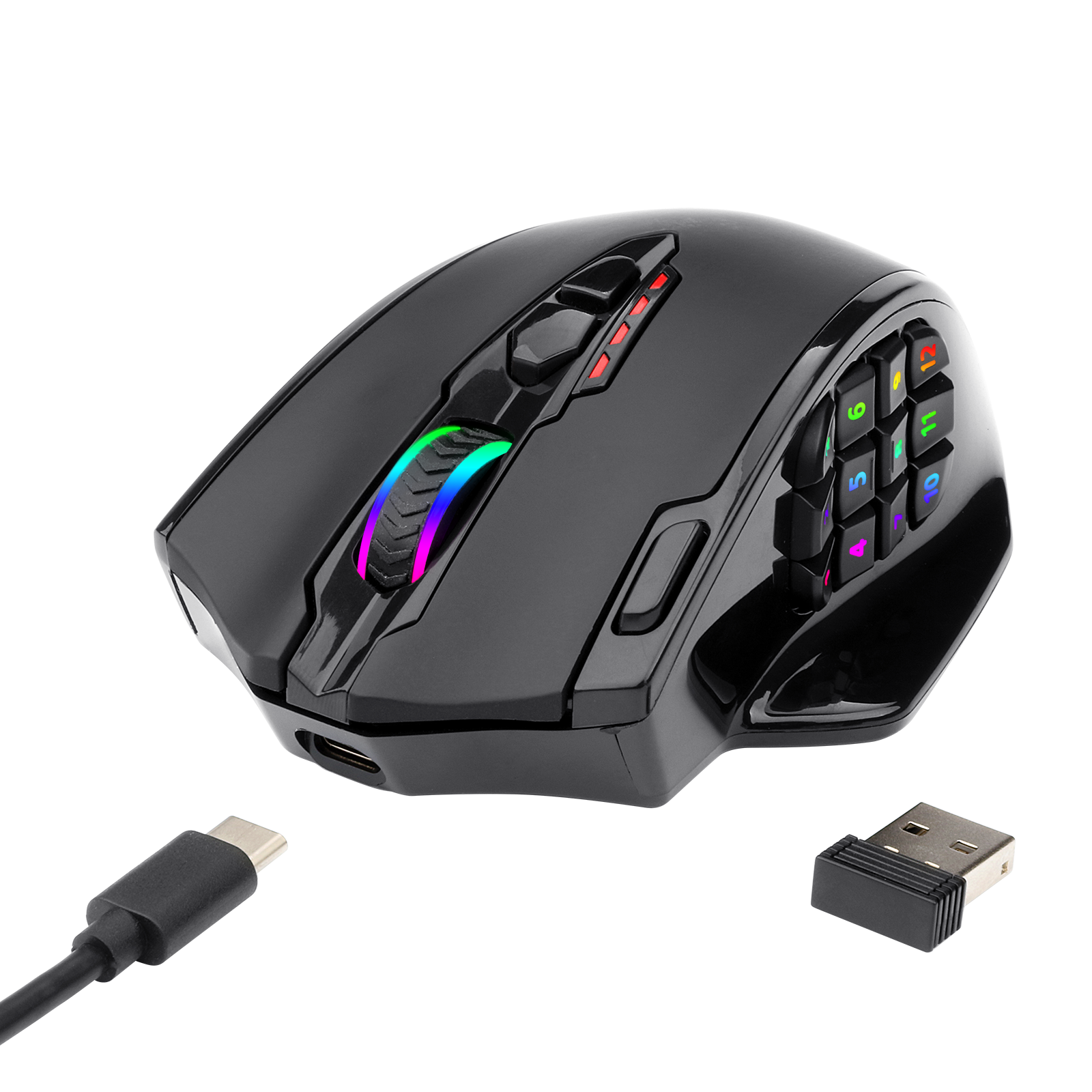 Redragon M913 Impact Elite Wireless Gaming Mouse, 16000 DPI Mouse Gaming RGB Kabel/Nirkabel dengan 16 Tombol yang Dapat Diprogram