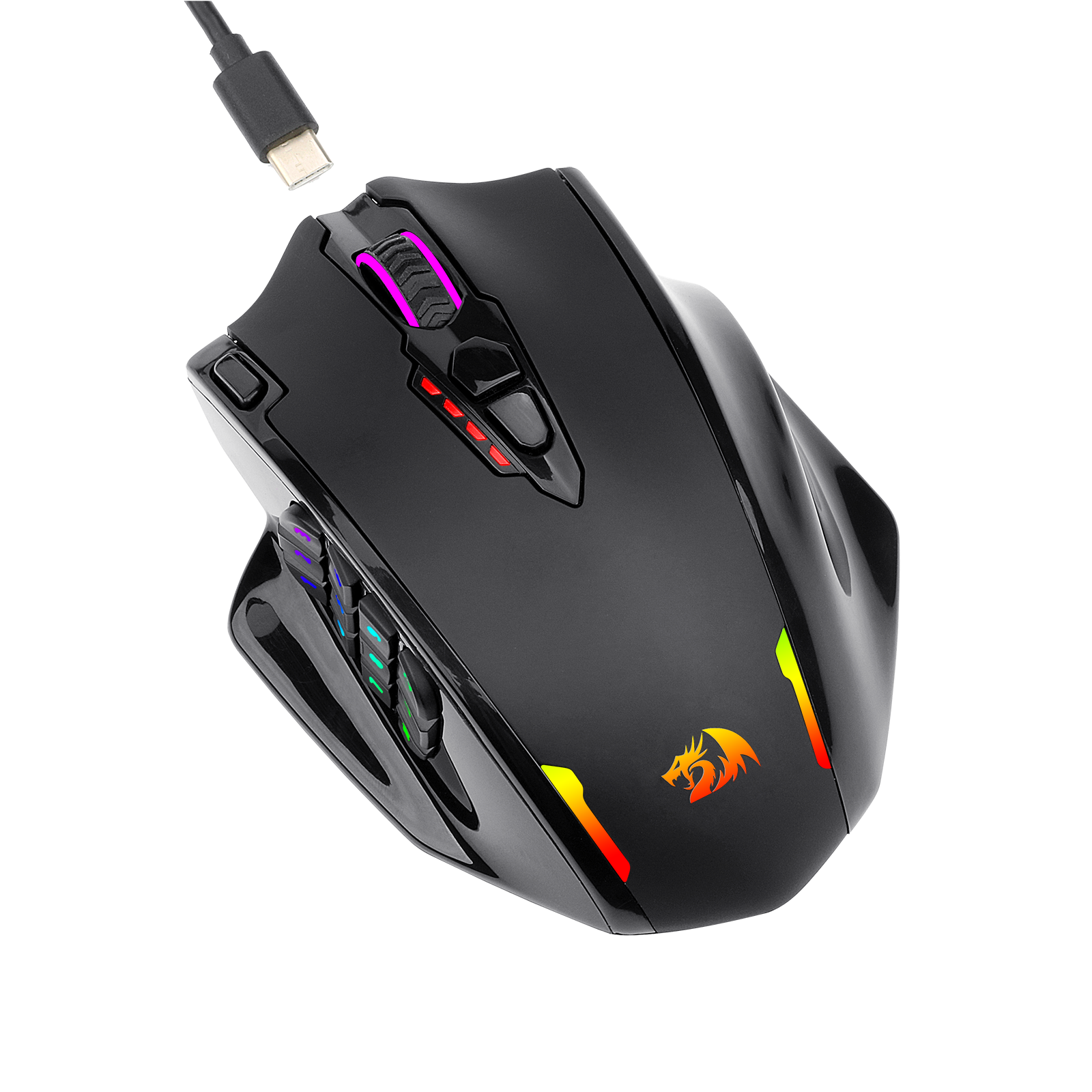 Redragon M913 Impact Elite Wireless Gaming Mouse, 16000 DPI Mouse Gaming RGB Kabel/Nirkabel dengan 16 Tombol yang Dapat Diprogram