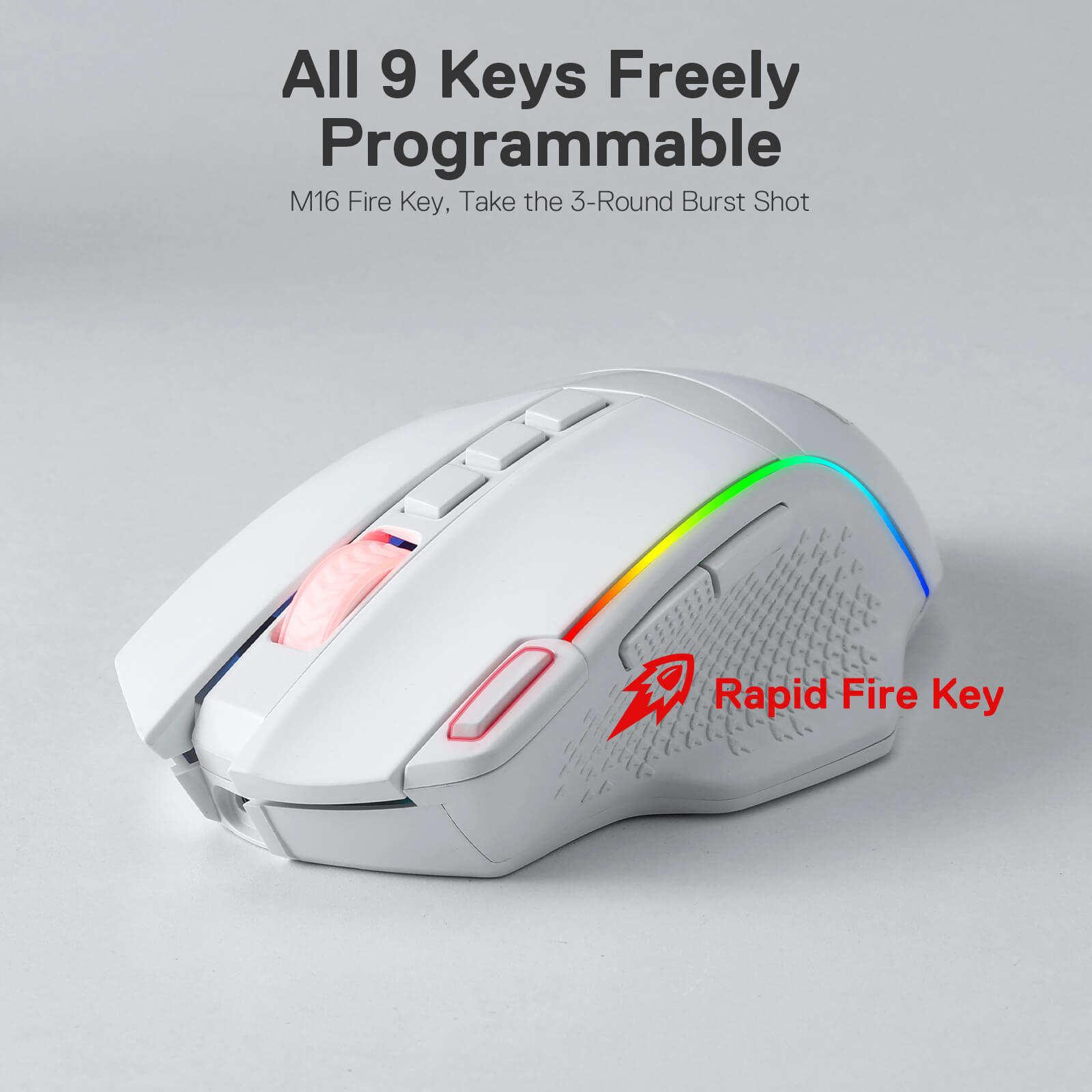 Redragon M991 Wireless Gaming Mouse, 19000 DPI Wired/Wireless Gamer Mouse w/ Rapid Fire Key