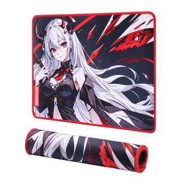 Redragon EISA P047 Anime Black Gaming Mouse Pad - Smooth Lycra Surface, Anti-Slip Rubber Base, Spill-Resistant, Durable 3mm Thick Design, Available in Small (13x10 in) & Large (35x16 in), Computer Mouse Mat, Extended Desk Pad,  Perfect for Gaming & Work, Pairs with EISA K1NG M916 PRO Mouse 