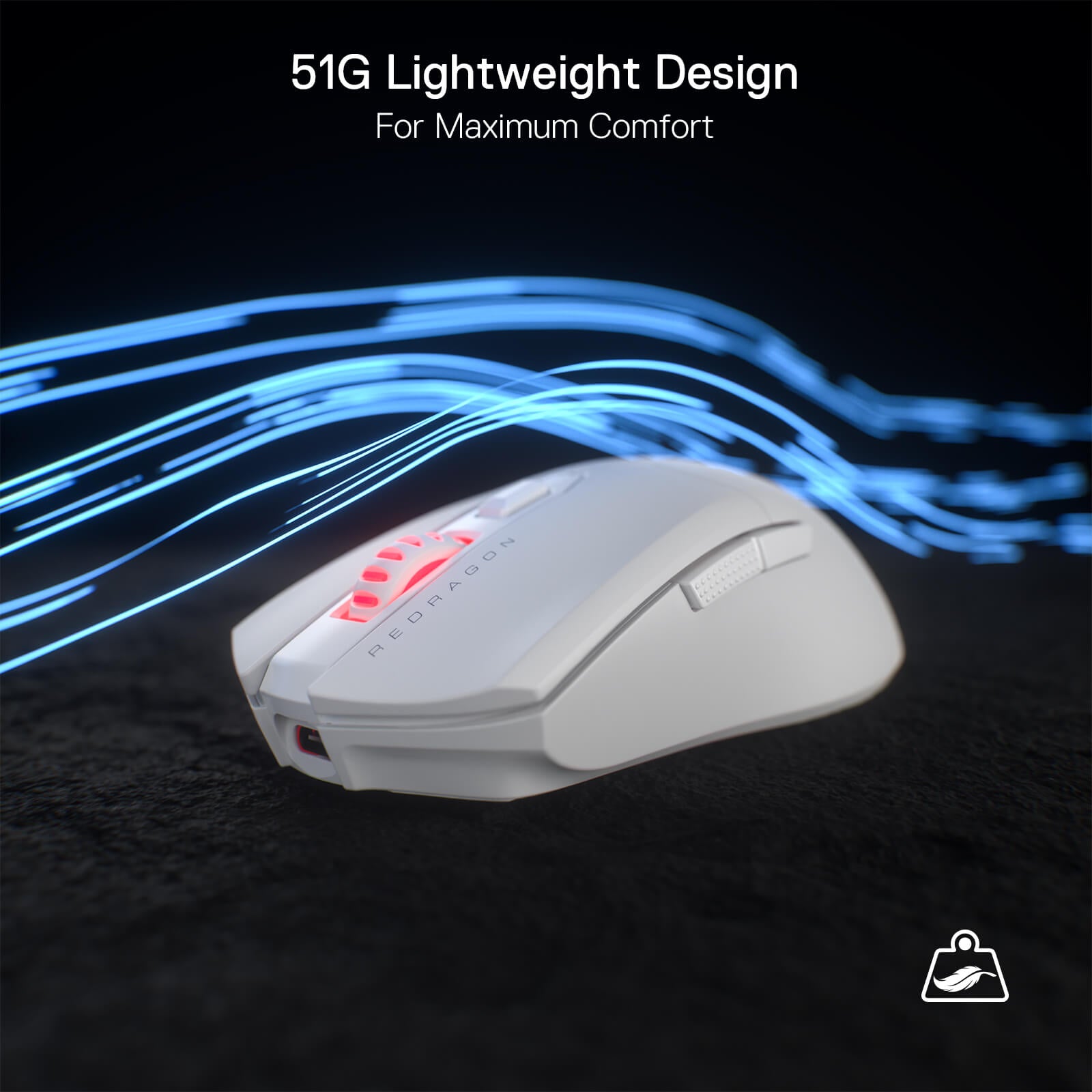 Redragon M995 Wireless Gaming Mouse, 26000 DPI Wired/Wireless Gamer Mouse w/ 3-Mode Connection, BT & 2.4G Wireless, 6 Macro Buttons, Durable Power Capacity for PC/Mac/Laptop