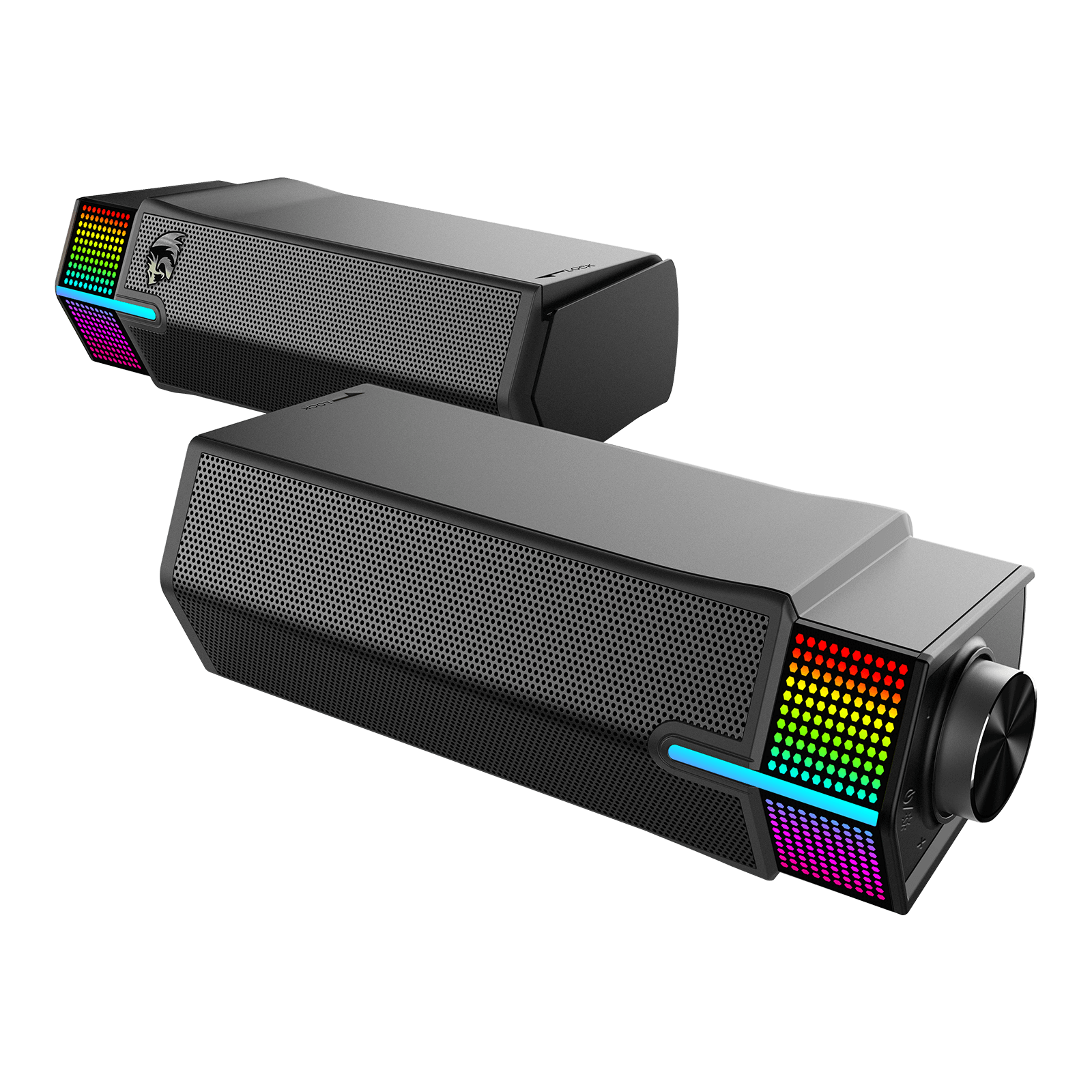 Redragon GS511 Wireless RGB Desktop Speakers, 2.0 PC Gaming Soundbar w/BT 5.3/USB Mode, Dual-Play Design, Rich Stereo Sound and Bass, RGB Backlight & All-in-one Control, USB Powered